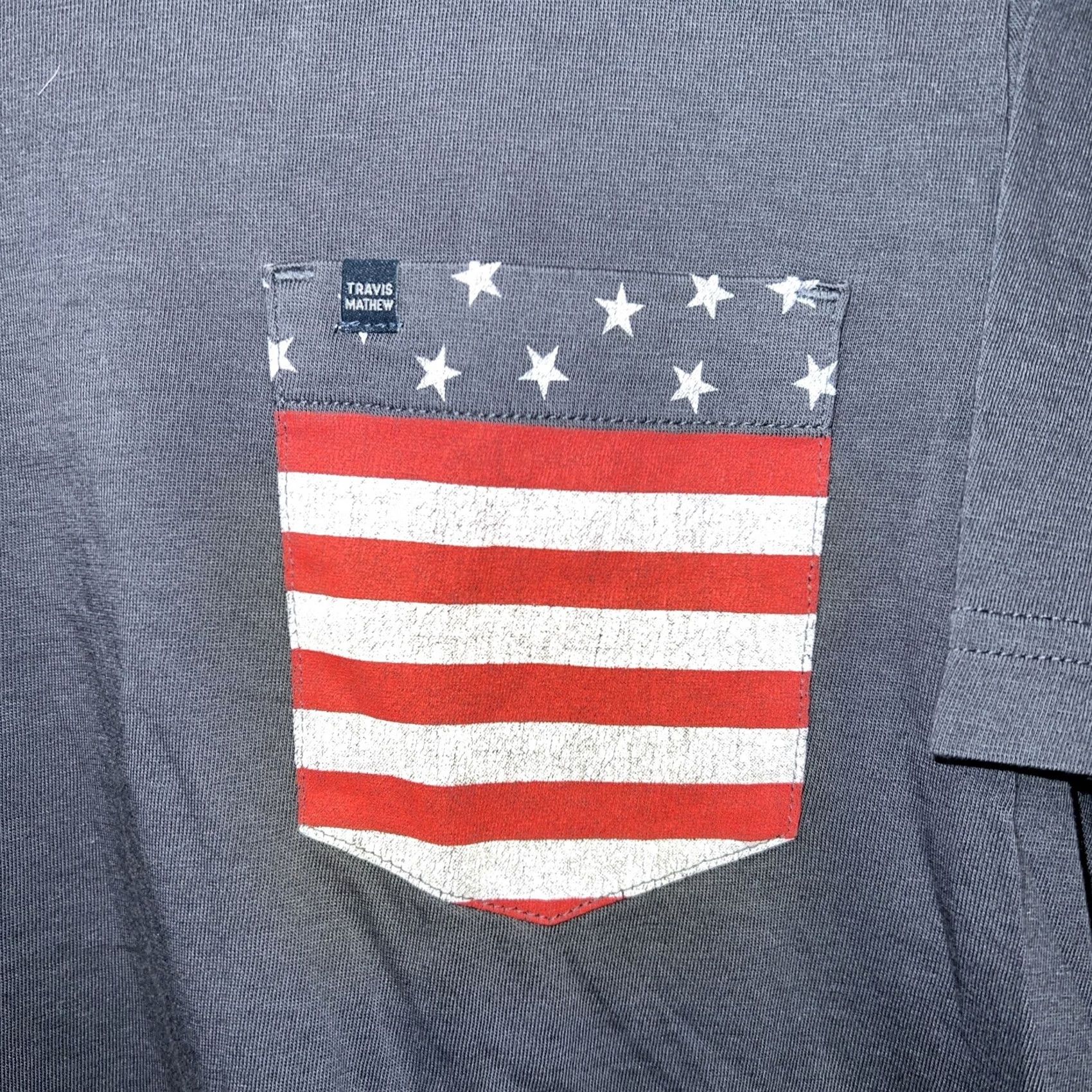TravisMathew Travis Mathew American Flag Pocket Shirt Mens S Gray Size US S / EU 44-46 / 1 - 2 Thumbnail