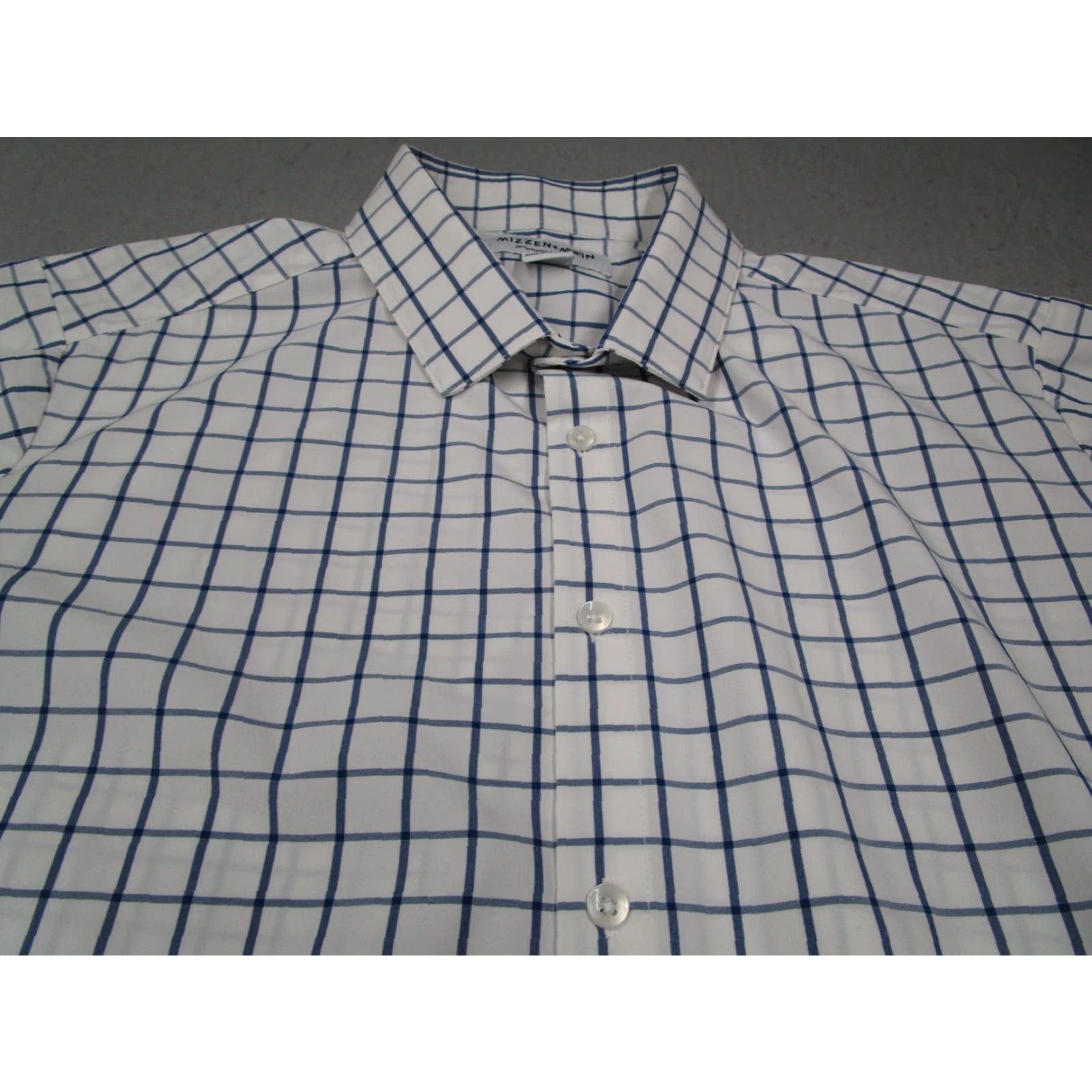 Mizzen+Main Mizzen+Main Shirt Mens Blue Check Long Sleeve Button Up - Big & Tall XL Trim - Polyester Blend - Button Up - City Classic Preppy - Mens Size US XL / EU 56 / 4 - 2 Thumbnail