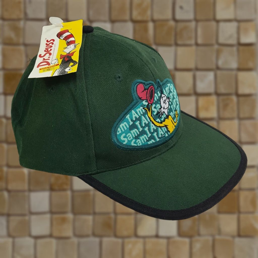 Vintage VTG Dr Seuss Green Eggs & Ham Snapback Hat Baseball Cap Sam I Am Book Green Twill Adjustable Men Hat Size ONE SIZE - 1 Thumbnail
