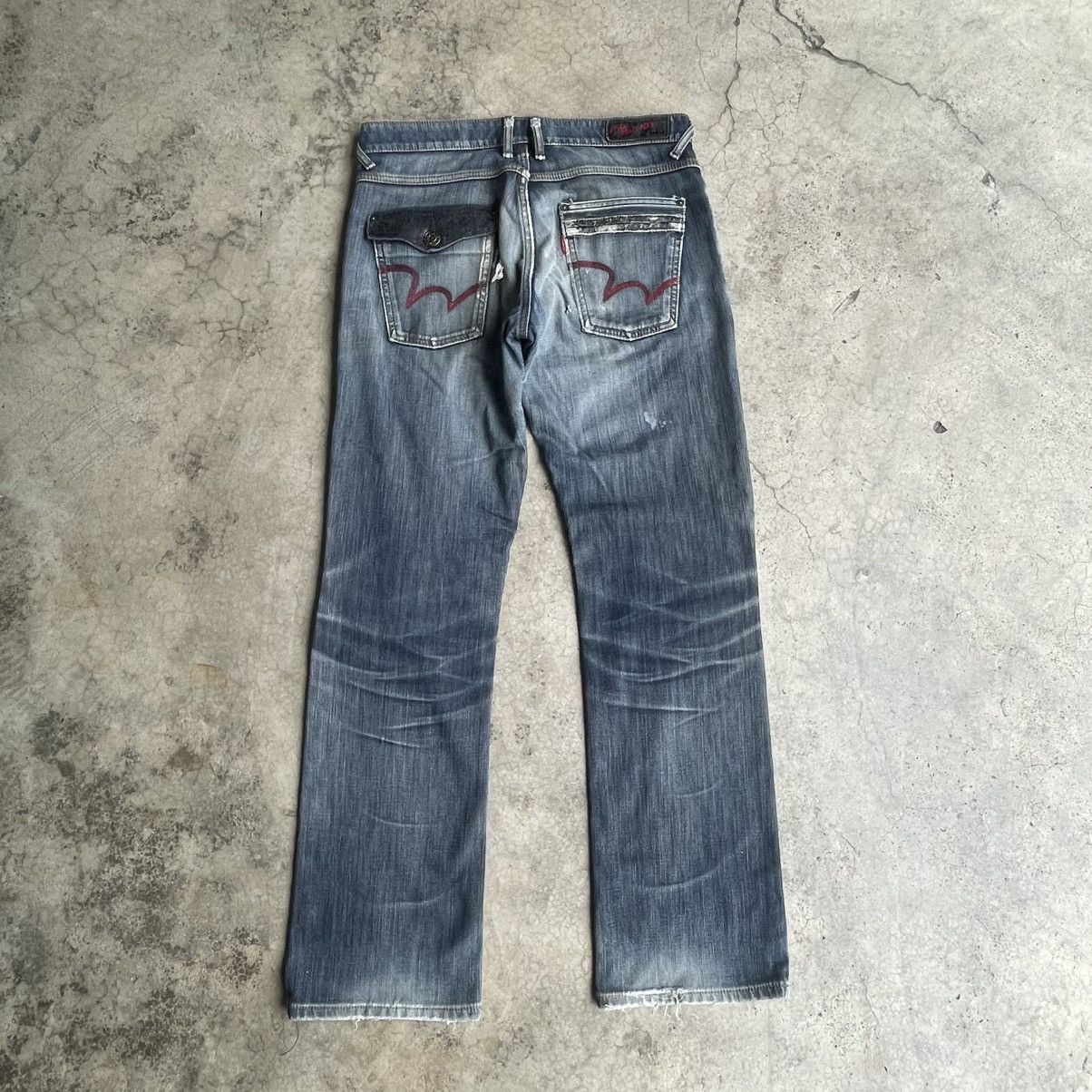 Edwin 🔥Vintage Edwin Edge Of Blue Stoned Washed Distress Jeans Size US 34 / EU 50 - 4 Thumbnail