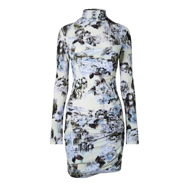 Off-White o1g2r1mq0125 Long Sleeve Dress in Multicolor Size M / US 6-8 / IT 42-44 - 1 Thumbnail