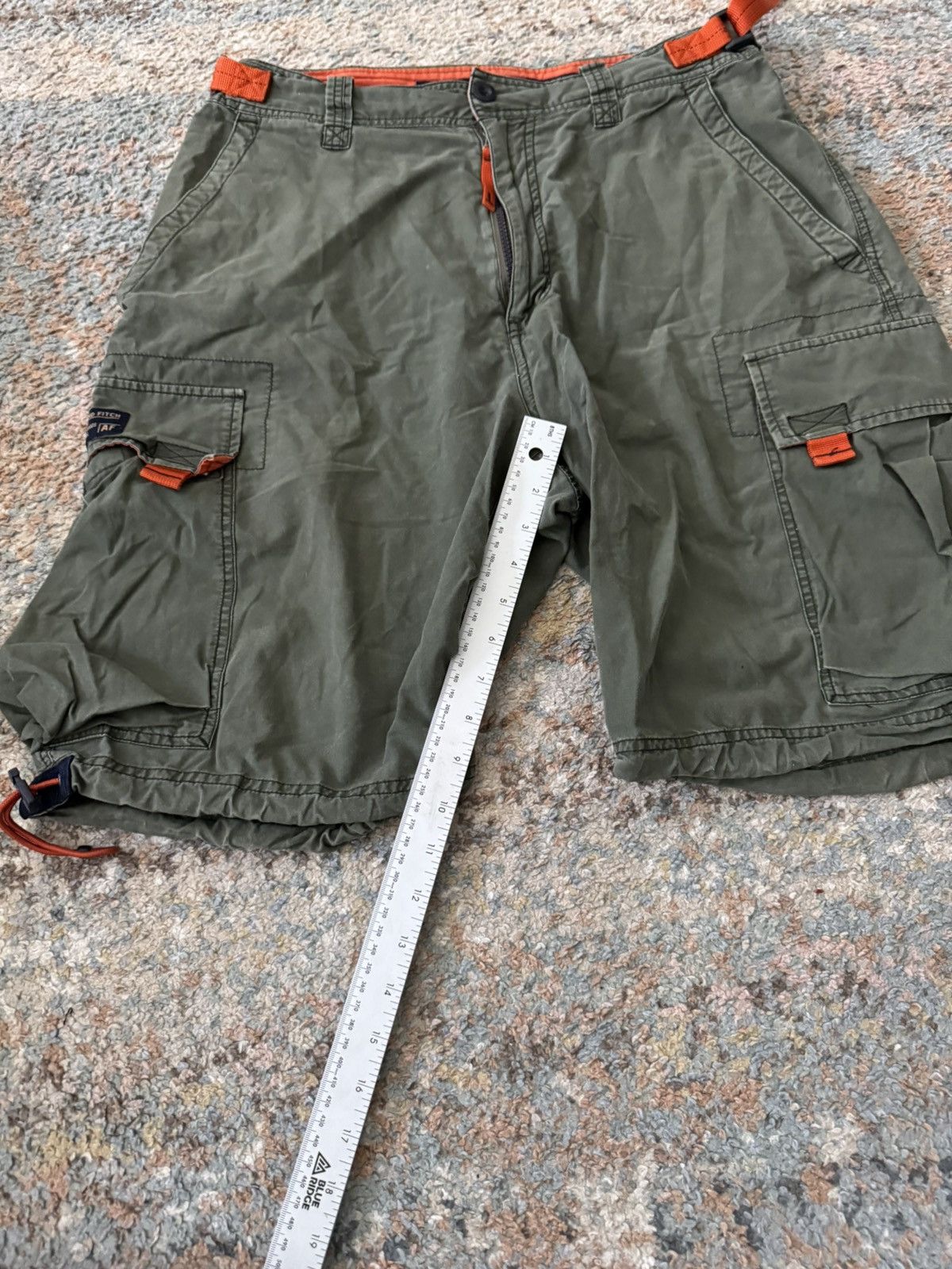 American Eagle Outfitters VTG Y2K Abercrombie Cargo Green Paratrooper Shorts 32 Orange Size US 32 / EU 48 - 7 Thumbnail