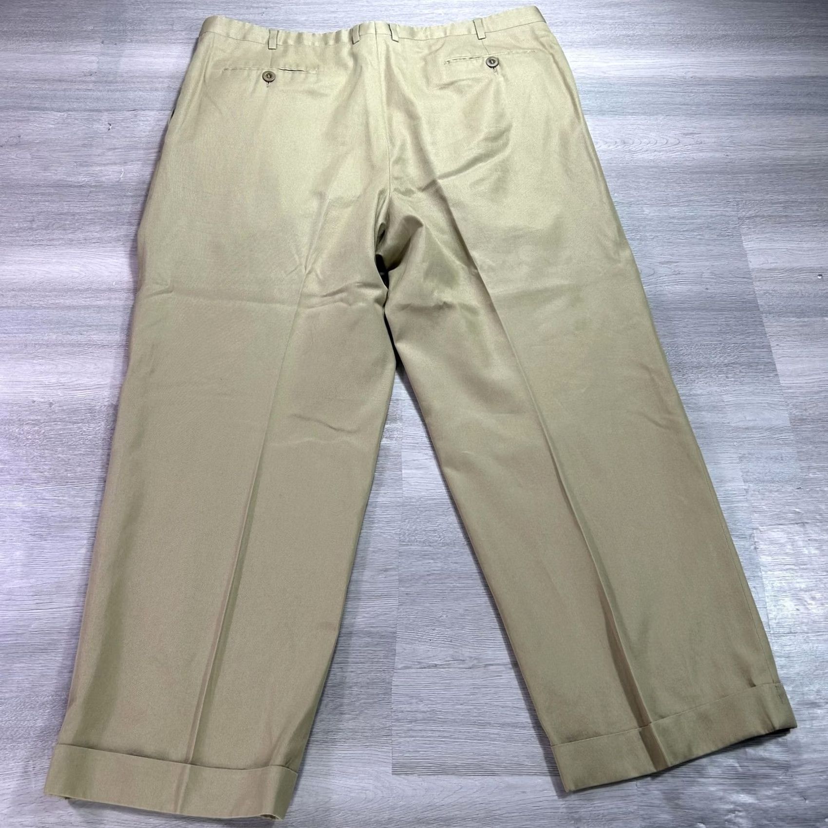 Brioni Brioni Cannes Pants Mens 40x28 Beige Pleated Cuffed Khakis Classic Fit Italy Size US 40 / EU 56 - 2 Thumbnail
