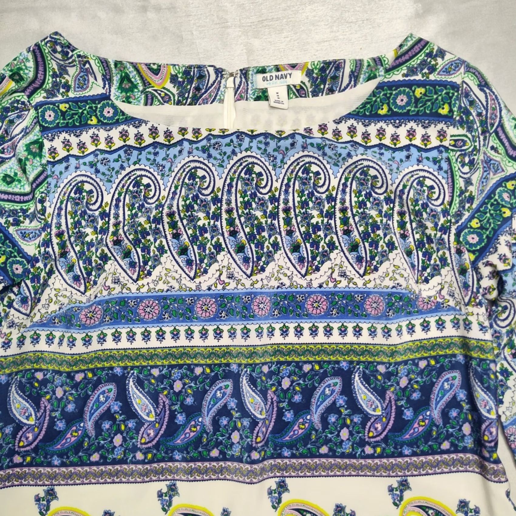 Old Navy OLD NAVY Women Medium Blue Paisley Lined Shift Dress Size M / US 6-8 / IT 42-44 - 2 Thumbnail