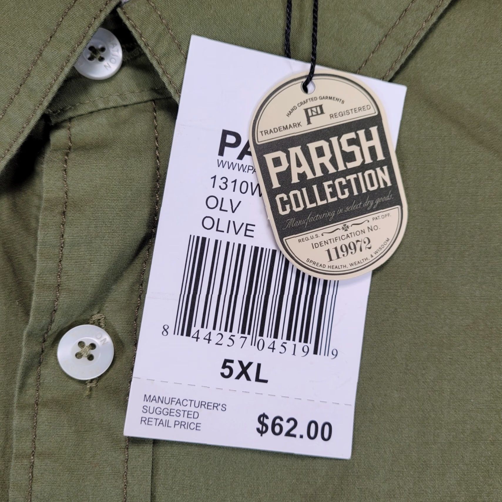 Vintage VINTAGE PARISH COLLECTION Olive Green Camo Long Sleeve Button-Up Shirt 5XL Mens Size US XXL / EU 58 / 5 - 2 Thumbnail