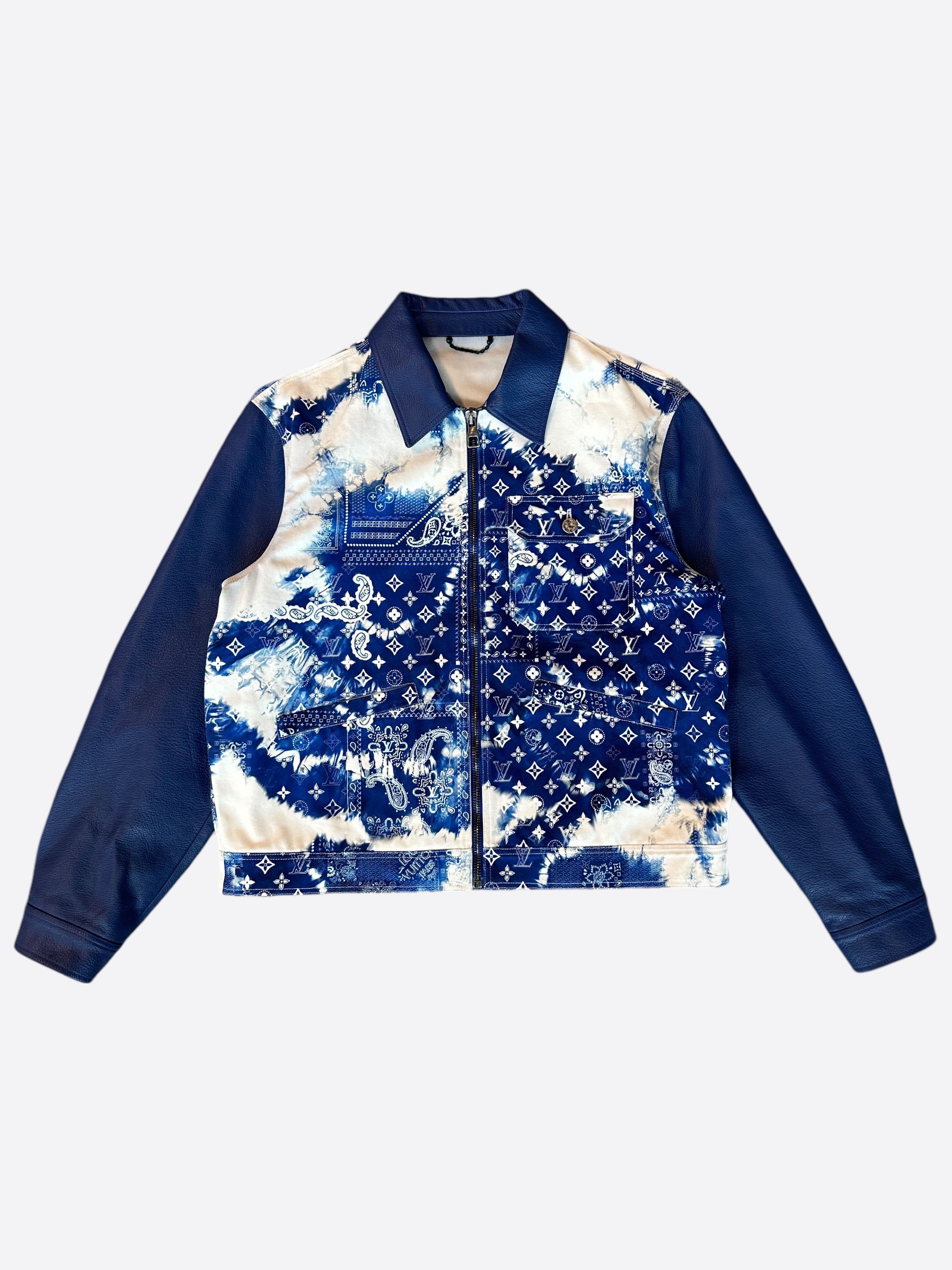 Louis Vuitton Louis Vuitton Blue Bandana Mixed Leather Jacket Size US XXL / EU 58 / 5 - 1 Thumbnail