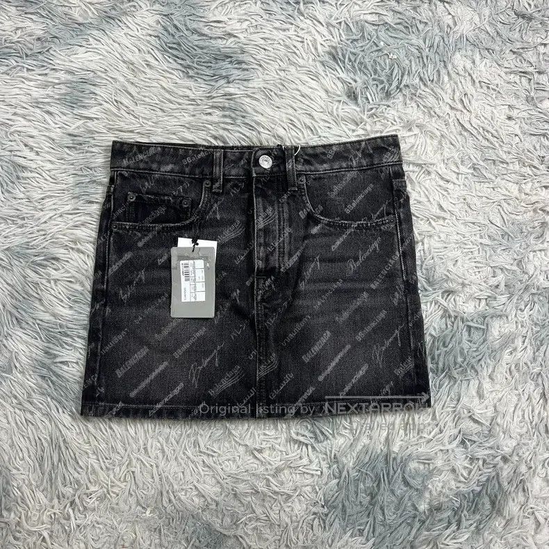 Balenciaga Balenciaga All-over Printed Denim Skirt Size 33" - 1 Thumbnail