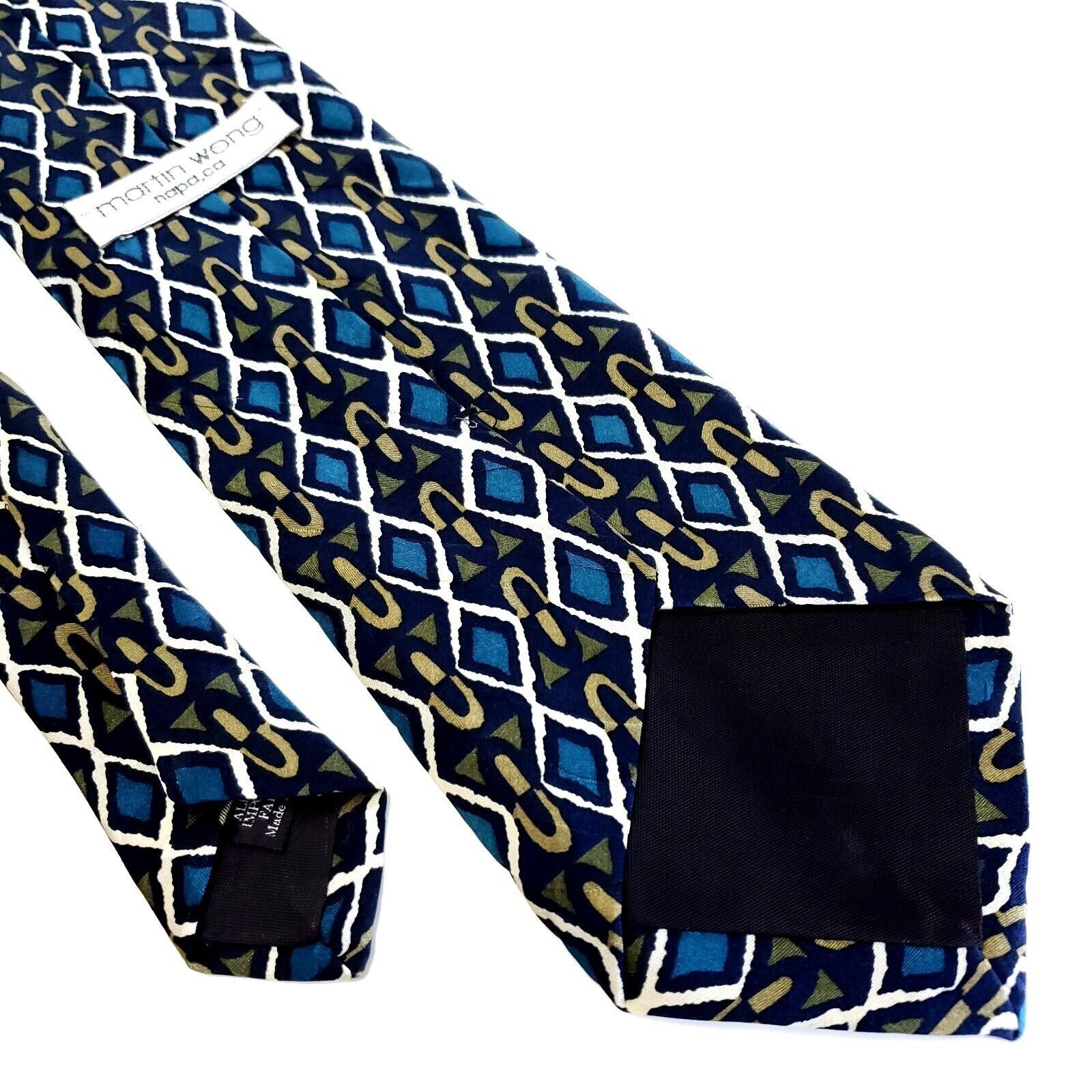 Designer Martin Wong Green Teal Abstract Print Geometric Short Wide S Size ONE SIZE - 5 Thumbnail