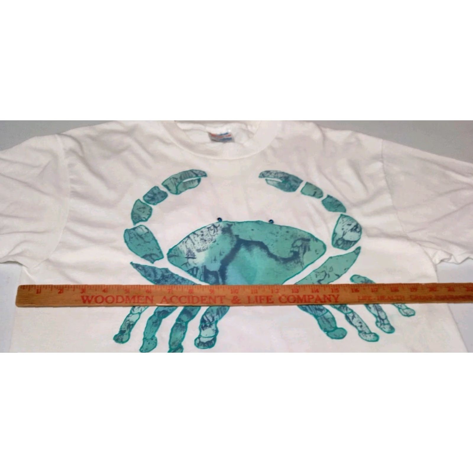 Hanes VINTAGE Hanes Blue Crab T-Shirt Men Large Short Sleeve Cotton Blend White Beach Sea Ocean Life Size US L / EU 52-54 / 3 - 4 Thumbnail