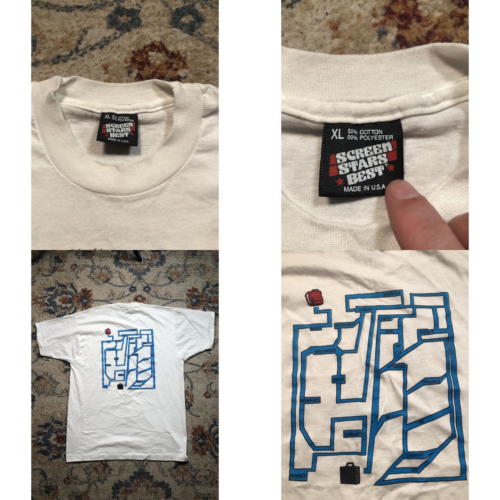Vintage VINTAGE Screen Stars Best T Shirt USA 1992 XL White Crew Neck Short Sleeve Graphic Print Science Men Size US XL / EU 56 / 4 - 8 Thumbnail