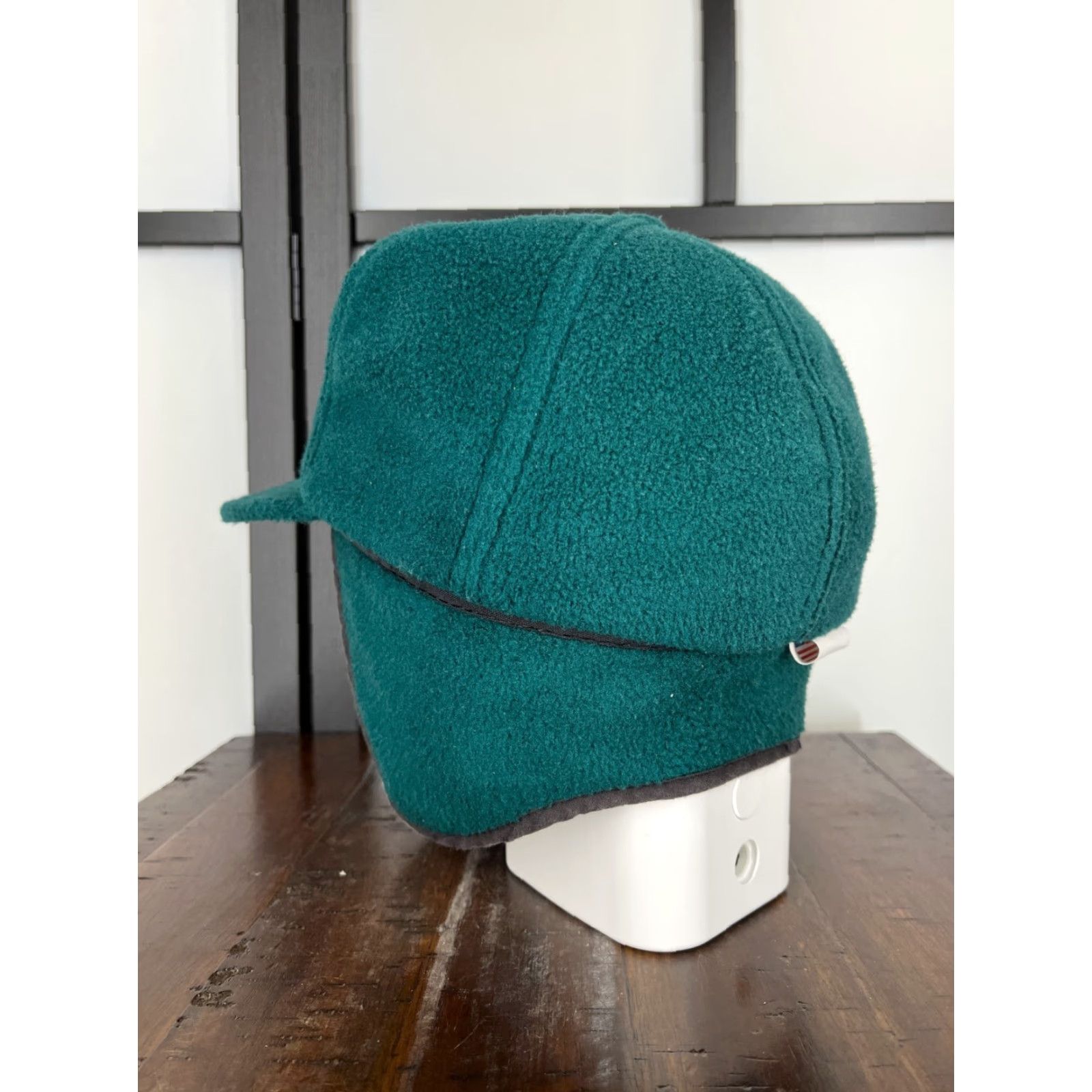 melin VINTAGE Melin Hat Cap Trapper Adult Medium Teal Ear Flap Made In USA Poly C Green 80s Mens Trapper Hat Size ONE SIZE - 4 Thumbnail