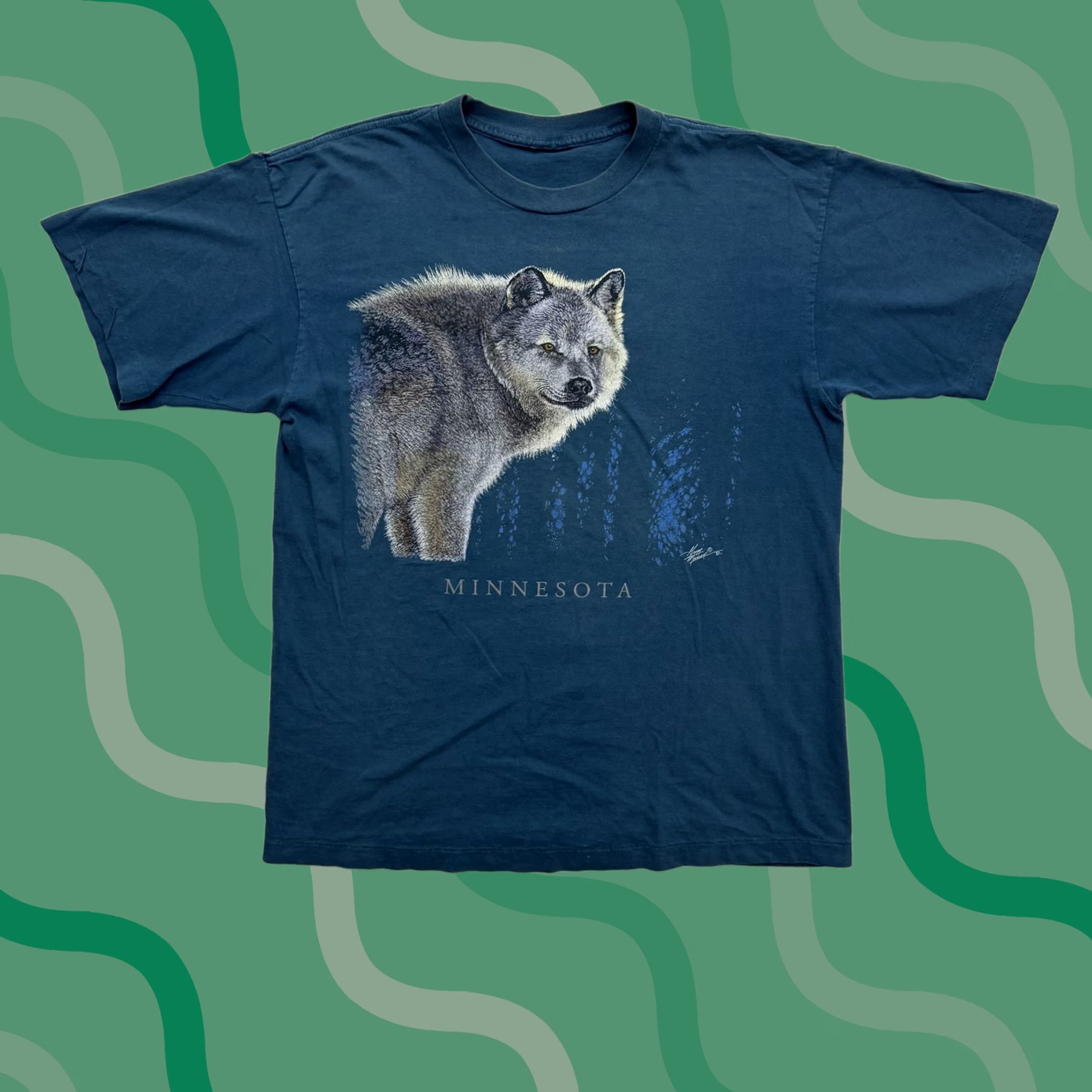 Vintage Minnesota Wolf Shirt Mens XL Blue Graphic Tee Short Sleeve MN Size US XL / EU 56 / 4 - 1 Thumbnail