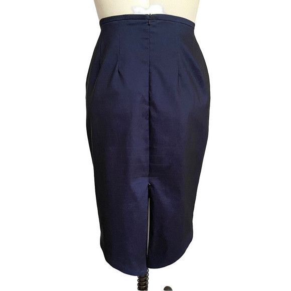 Other Vintage Blue Iridescent Fishtail Taffeta Midi Pencil Skirt Size 28" / US 6 / IT 42 - 8 Thumbnail