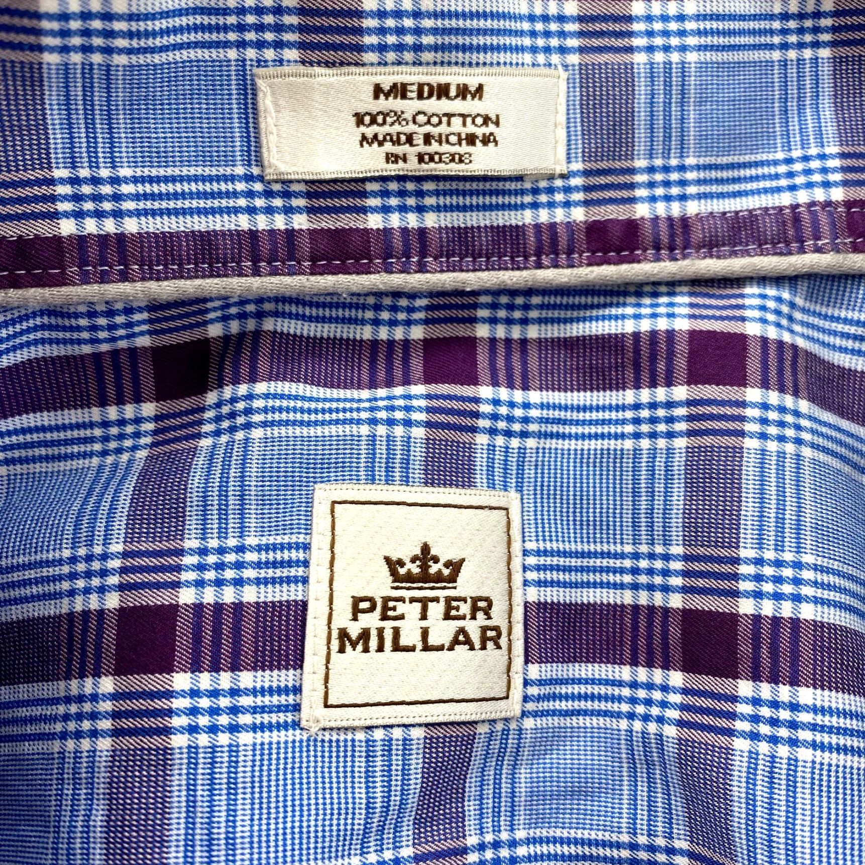 Peter Millar Peter Millar Dress Shirt Mens M Blue Purple Plaid Crown Office Corpcore Career Shirt Size 40R - 3 Thumbnail