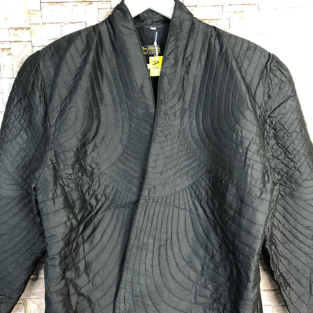 Vintage Thai Silk Black hand made Coats cardigan #A220 Size US M / EU 48-50 / 2 - 5 Thumbnail