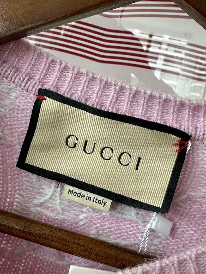 Gucci Gucci Pink logo full printed wool round neck short sleeves Size XS / US 0-2 / IT 36-38 - 4 Thumbnail