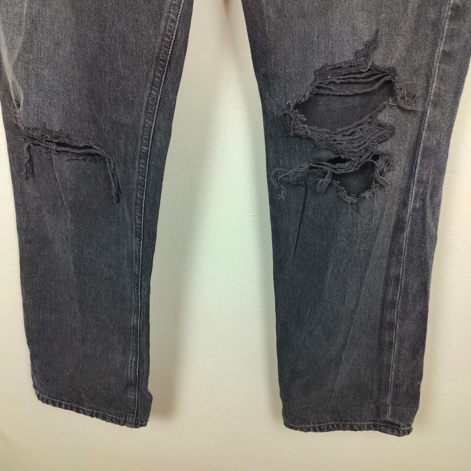 Agolde Agolde Lana Jean Womens 27 Straight Leg Black Knee Rip Size 27" / US 4 / IT 40 - 3 Thumbnail