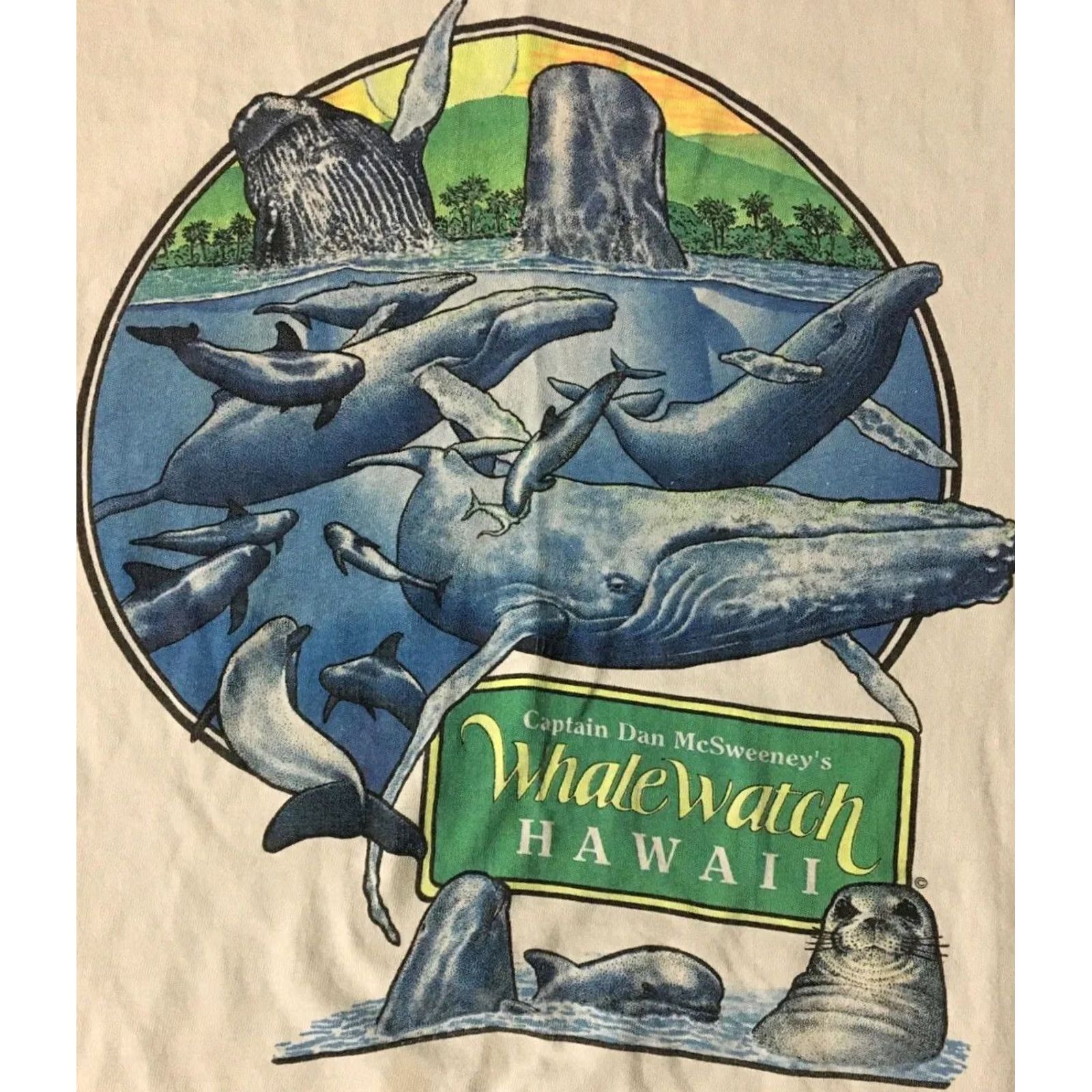 Vintage VINTAGE Hawaii Whale Watch T-Shirt XL White Animals Graphic Tee 90s Surf Beach Grunge Punk Nature Ocean Marine California USA Mens Size US XL / EU 56 / 4 - 2 Thumbnail