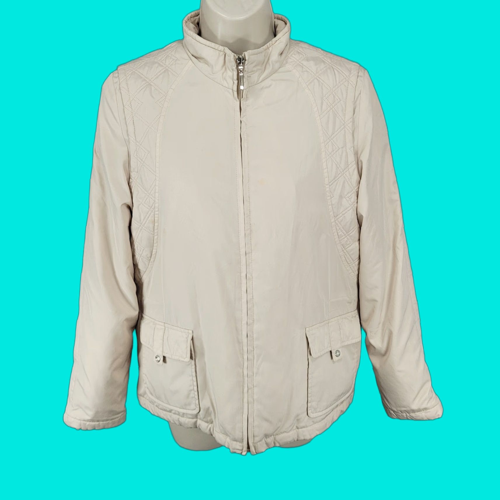 Lyle & Scott Lyle & Scott Jacket Small Beige Duck Down Insulated Quilted Full Zip Size S / US 4 / IT 40 - 1 Thumbnail