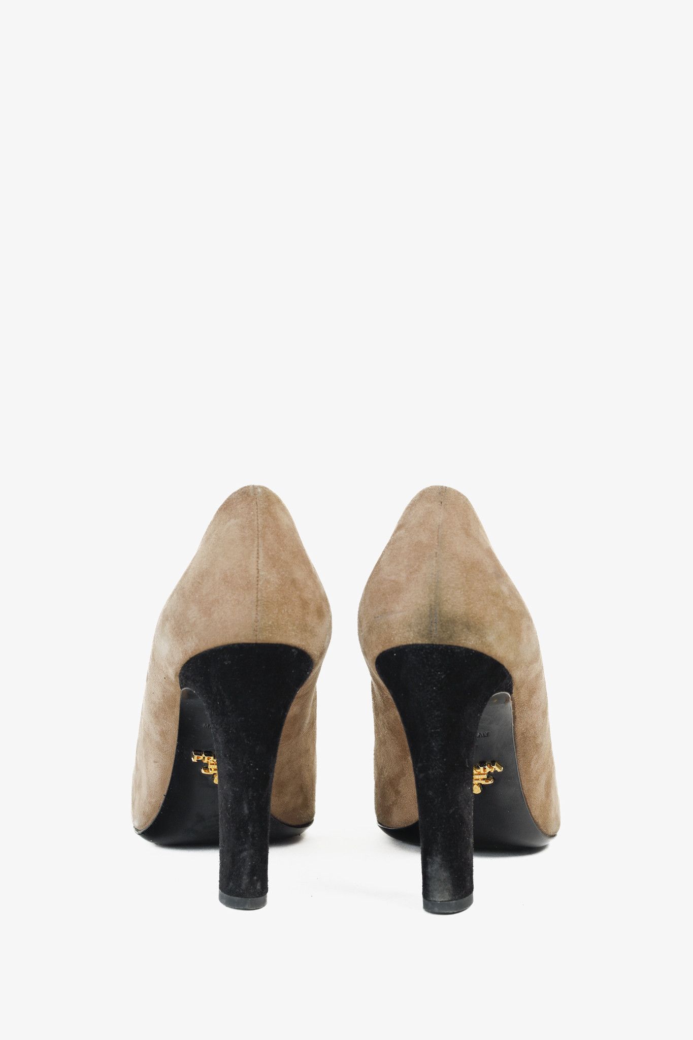 Prada Prada Taupe & Black Cap Toe Suede Pumps Size US 6.5 / IT 36.5 - 3 Thumbnail