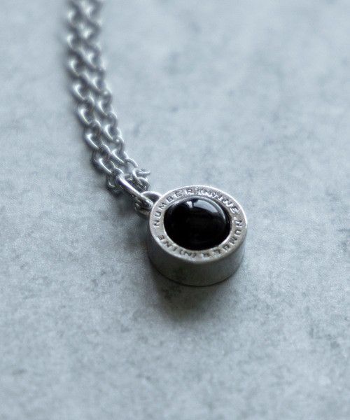 LAST ONE! Number nine round logo stone charm necklace black