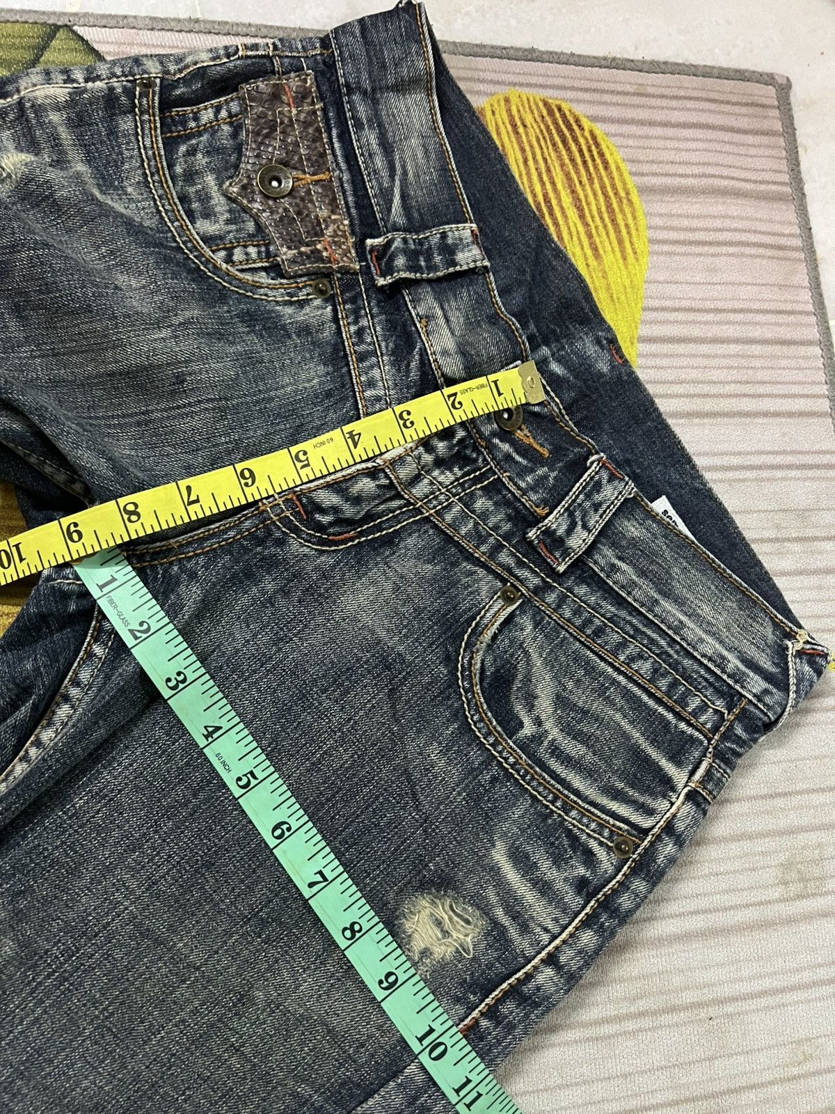 Japanese Brand 💥Flare💥Semantic Design Snake Skin Twist Leg Distress Jean Size US 32 / EU 48 - 5 Thumbnail