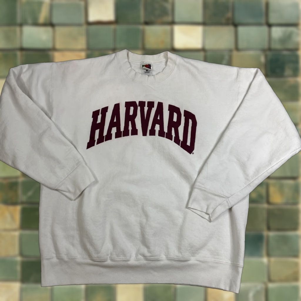 Fruit Of The Loom VINTAGE Fruit Of The Loom Pullover Crewneck Men’s XL White Harvard University Sweater Size US XL / EU 56 / 4 - 1 Thumbnail