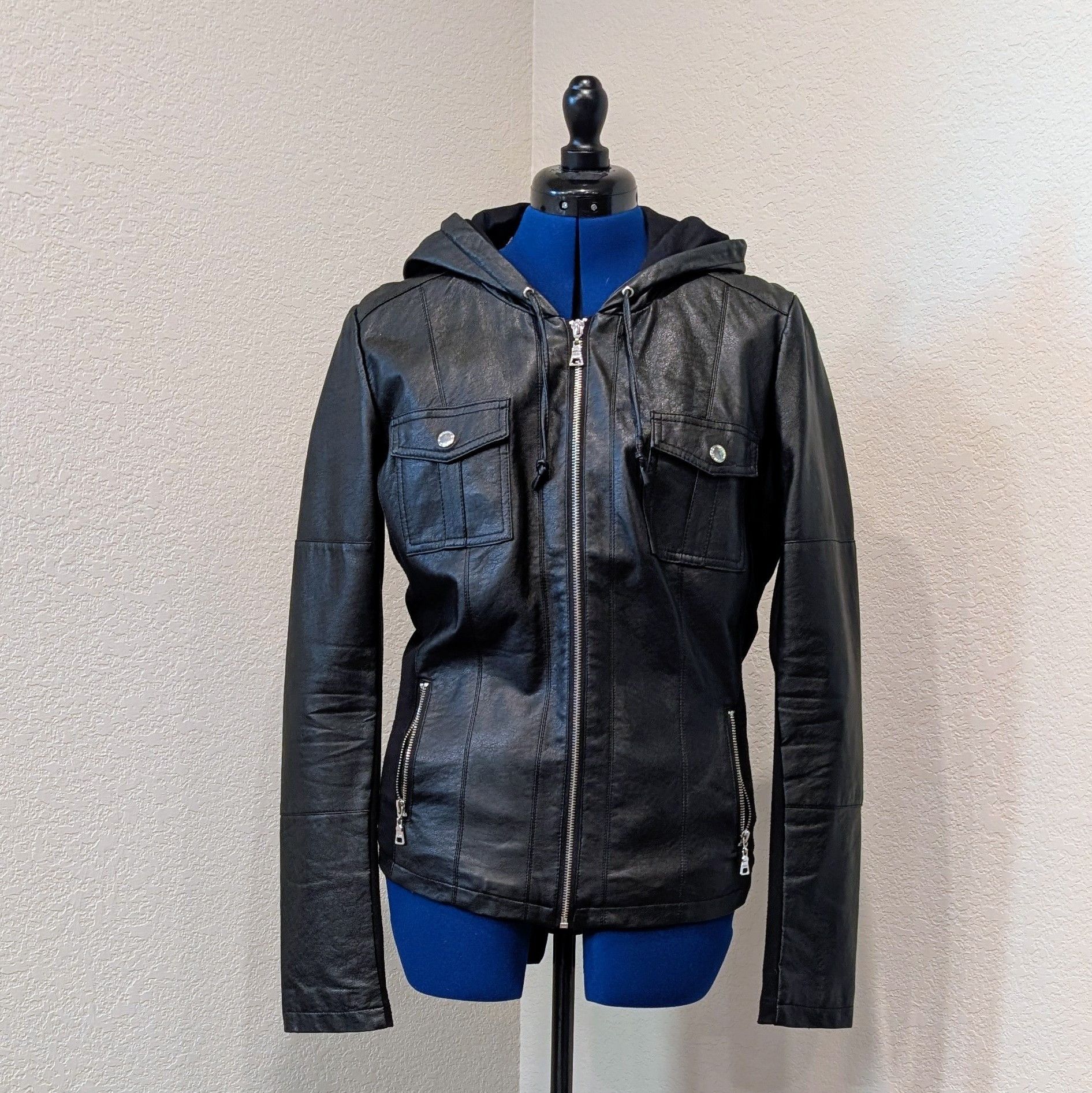 Guess Guess Faux Leather Hooded Motorcycle Jacket Women's Size XL Size XL / US 12-14 / IT 48-50 - 1 Thumbnail