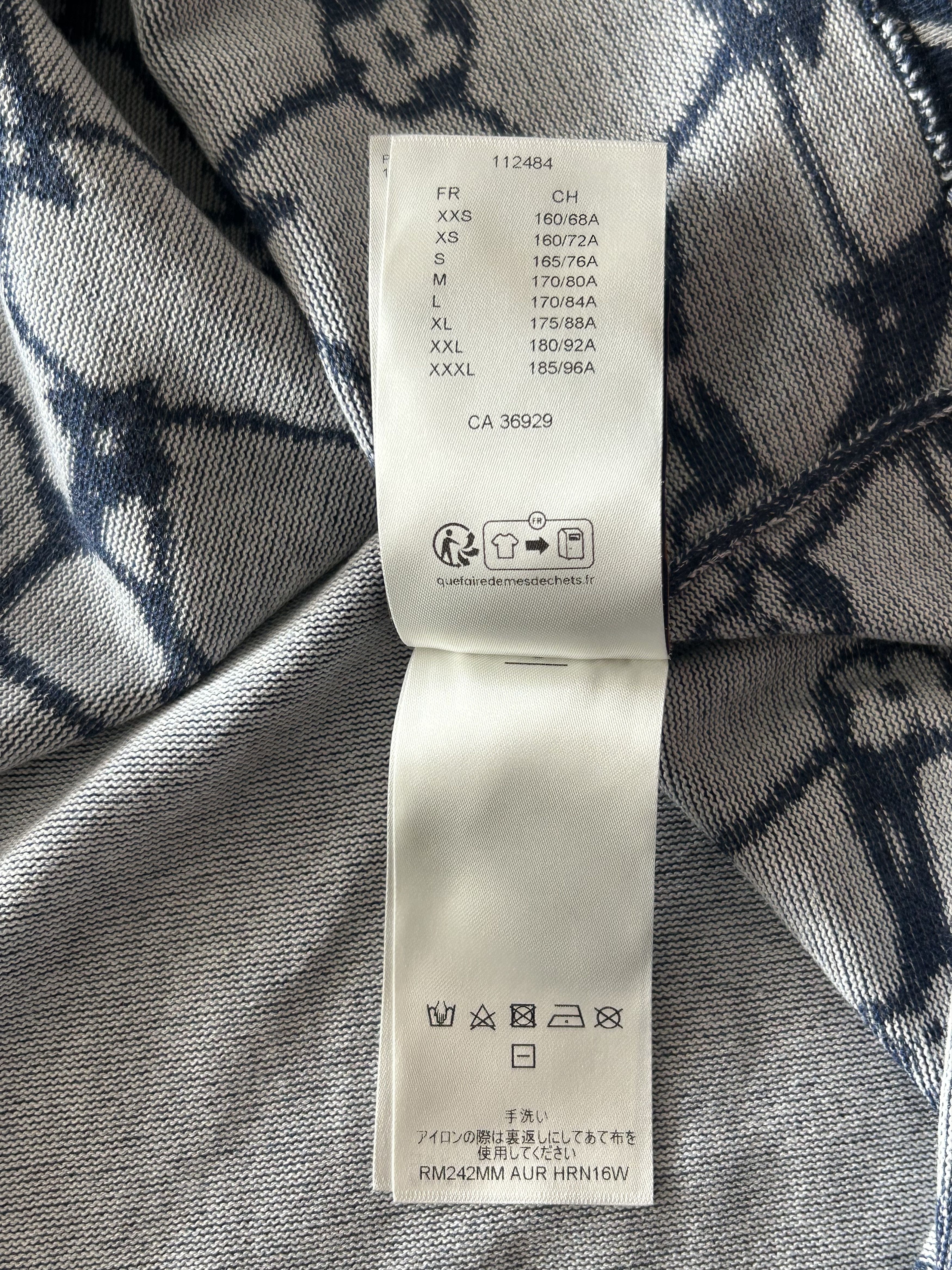Louis Vuitton Blue & White Barb Wire Monogram Intarsia T-Shirt Size US XXL / EU 58 / 5 - 6 Thumbnail