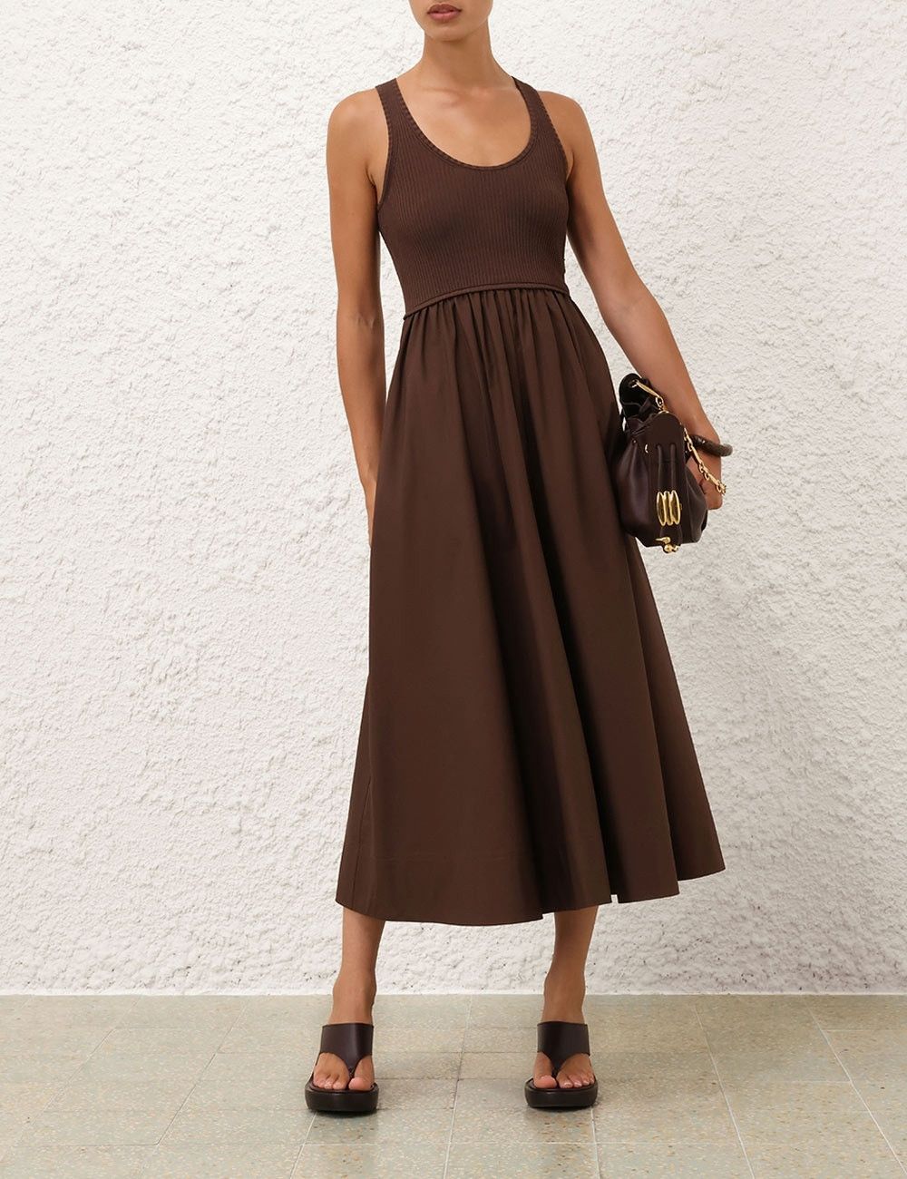 Zimmermann oc11z0226 Poplin Racer Dress In Brown Size M / US 6-8 / IT 42-44 - 2 Thumbnail