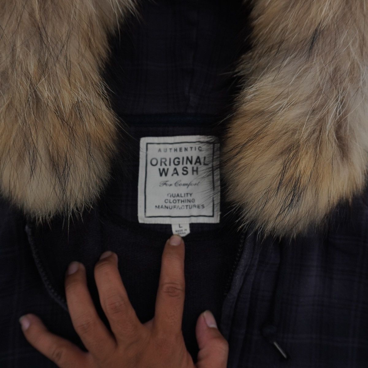 Japanese Brand 90s Japanese Double Zip Plaid Hoodie Fur Hoodie HG style Size US L / EU 52-54 / 3 - 10 Thumbnail