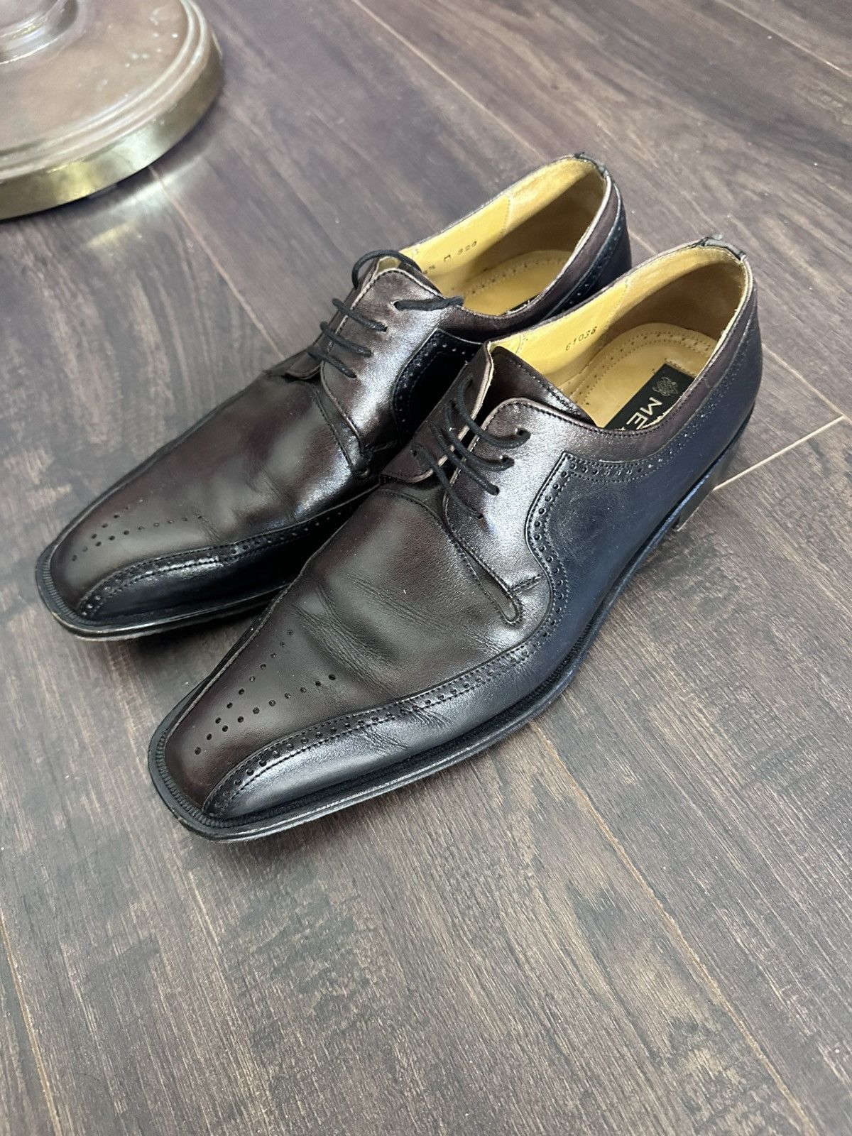 Mezlan Brown/Black Leather Spanish Brogues Derbies Dress Shoes Size US 8.5 / EU 41-42 - 1 Thumbnail