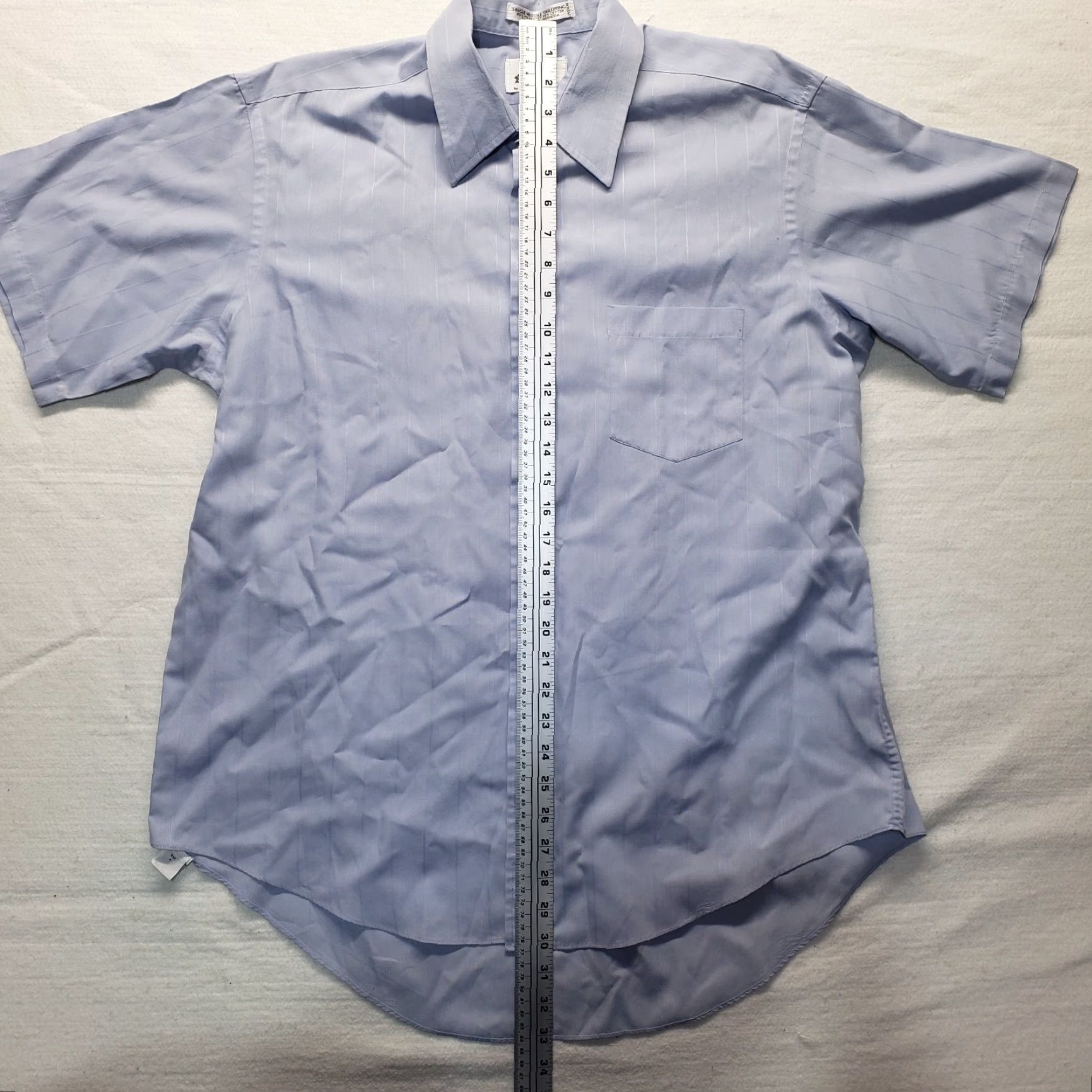 Van Heusen Van Heusen Shirt Blue 17 34/35 Button Up Short Sleeve Solid Adult Men Size US XL / EU 56 / 4 - 7 Thumbnail