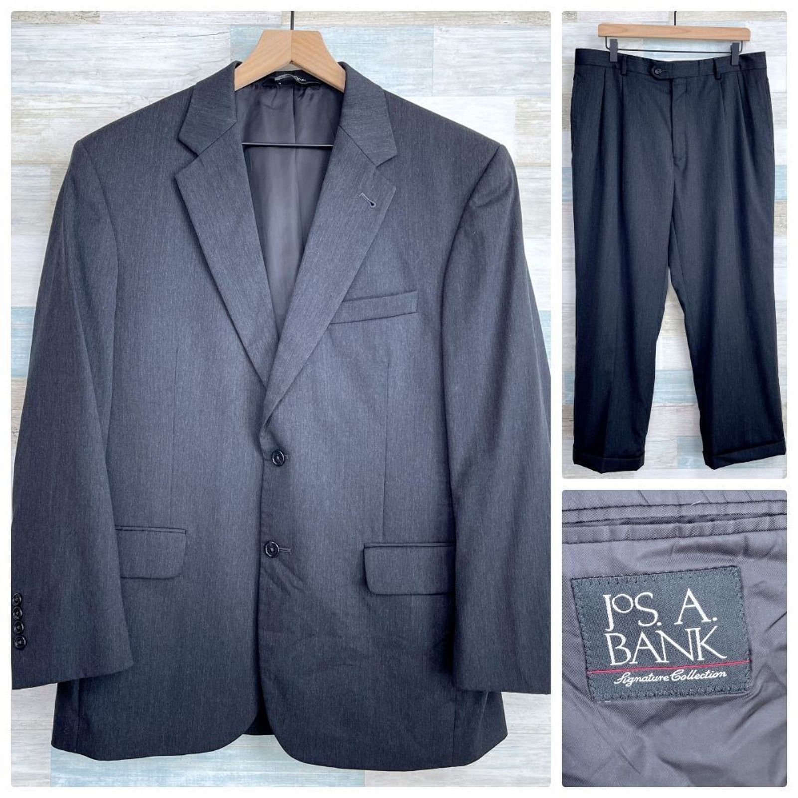 Jos. A. Bank Jos A Bank Signature Wool Suit Charcoal Mens 40S Size 40S - 1 Thumbnail