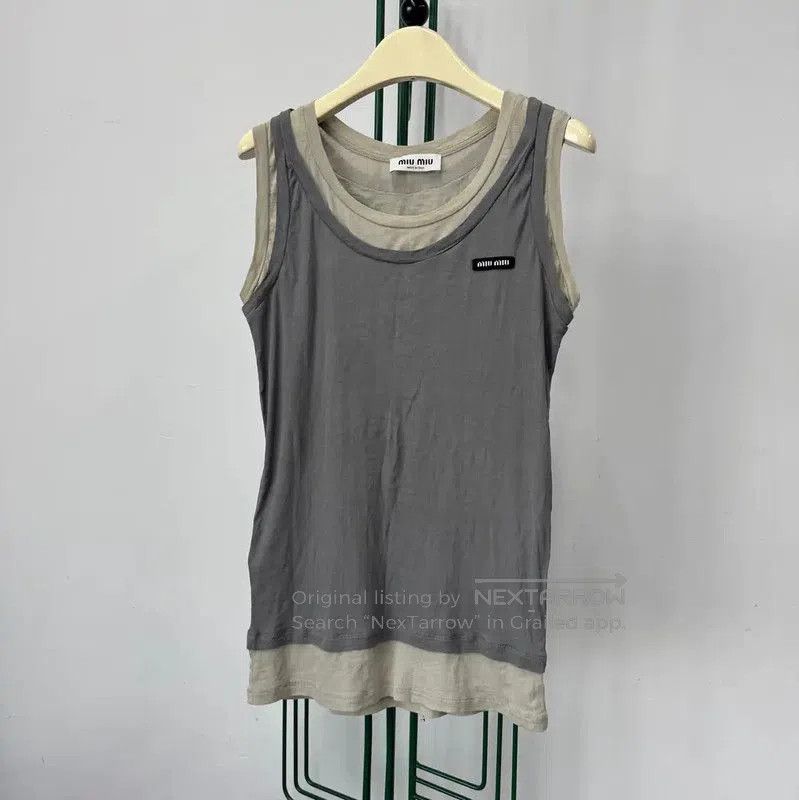 Miu Miu Miu Miu Summer Gray Sleeveless T-Shirt . Size S / US 4 / IT 40 - 1 Thumbnail