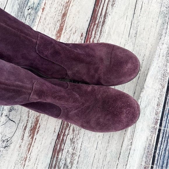 Boden BODEN Plum Purple Suede Leather Knee-High Wedge Boots Size US 9 / IT 39 - 3 Thumbnail