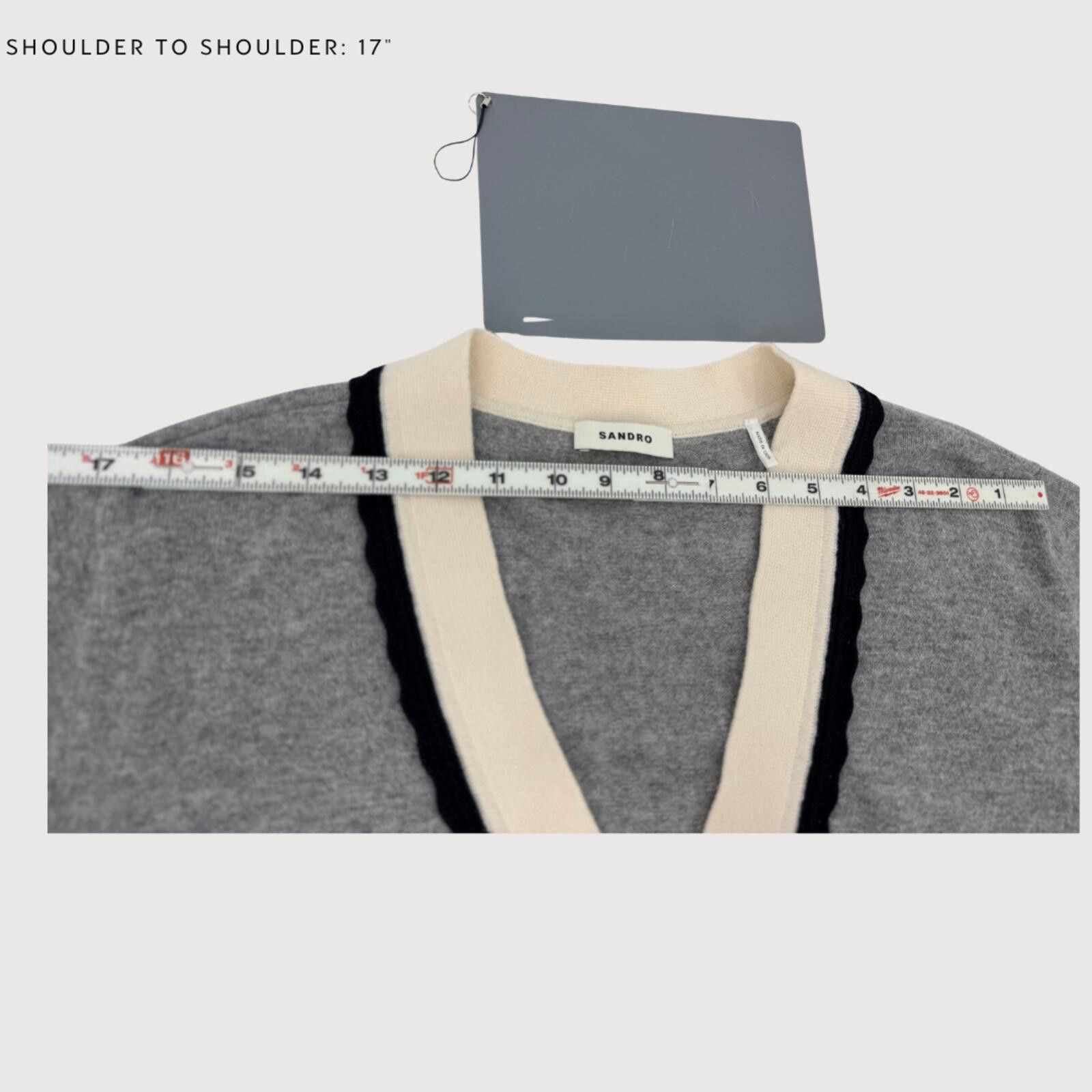 Sandro Sandro Wool Cashmere Sweater Contrast Trim Grey Size 3 Size M / US 6-8 / IT 42-44 - 8 Thumbnail