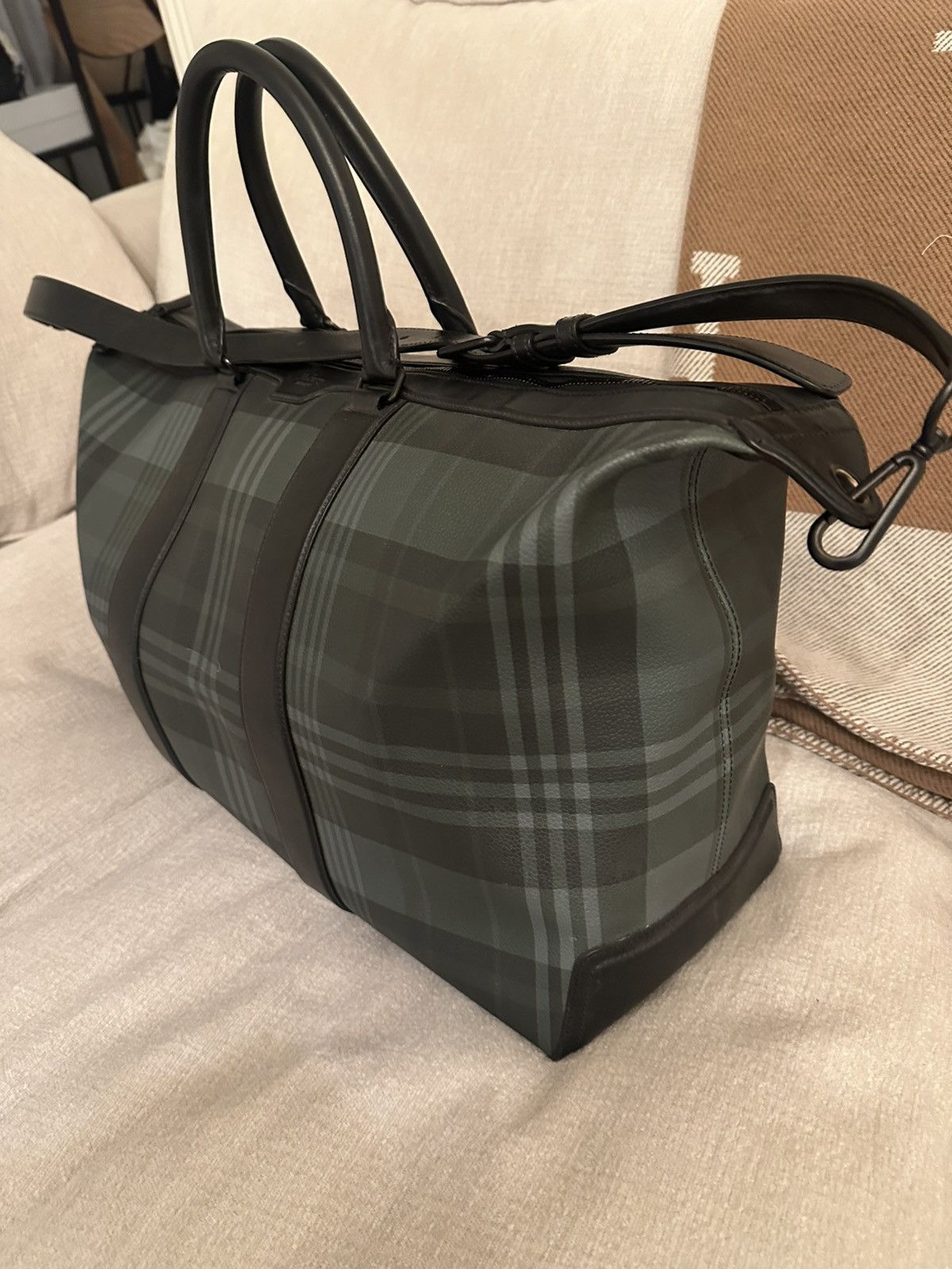 Mulberry Mulberry Clipper Holdall Green Tartan Travel Bag — Leather Size 46 - 3 Thumbnail