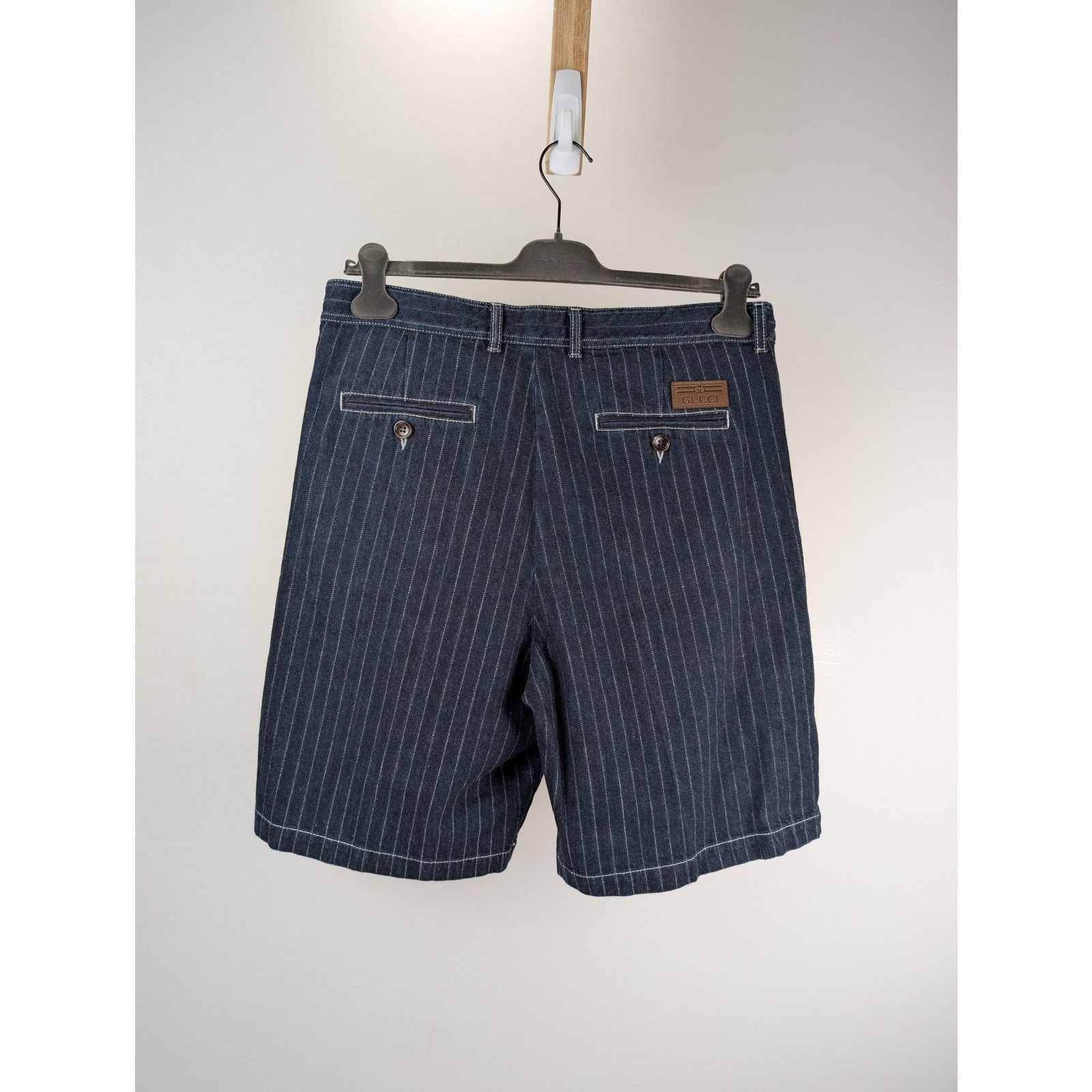Gucci o1rshd1 Bermuda Eco Washed Striped Cotton Short in Dark Blue Size US 34 / EU 50 - 11 Thumbnail