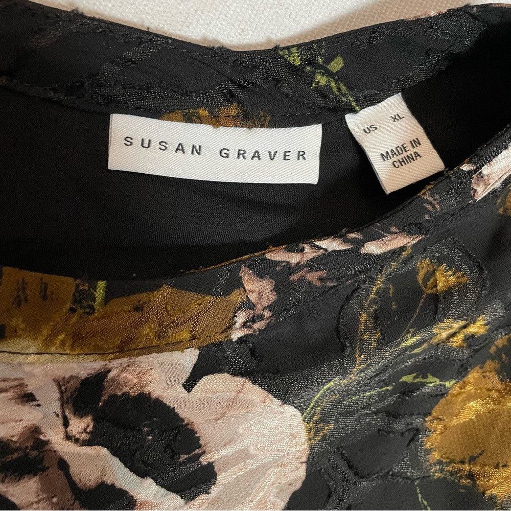 Other Susan Graver Fully Lined Printed Jacquard Black Brown Tunic Size XL / US 12-14 / IT 48-50 - 8 Thumbnail