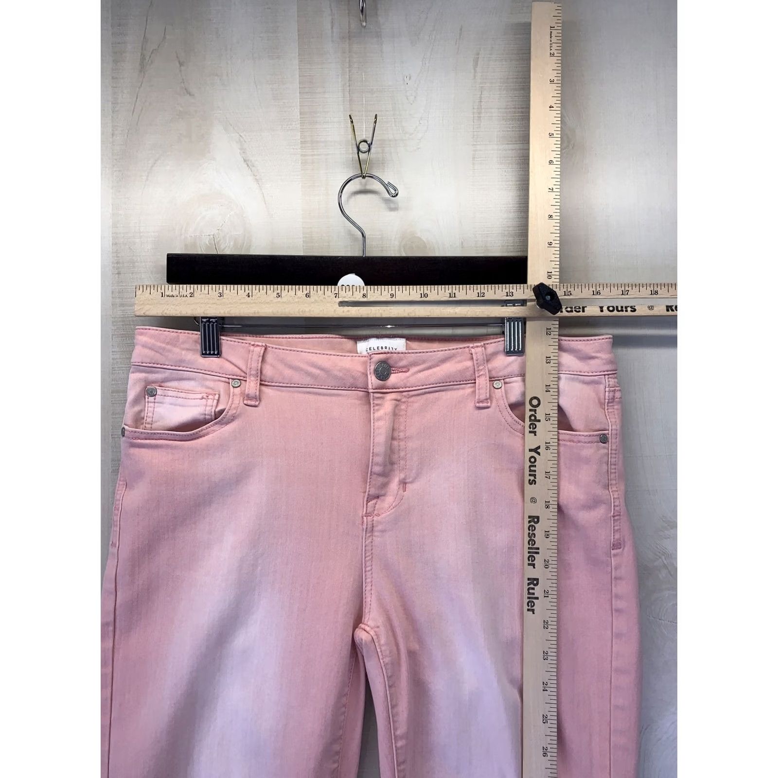 Vintage Celebrity Pink Distressed Wash Ankle Skinny Pink Stretch Womens Jegging Jeans Size 24" / US 00 / IT 34 - 2 Thumbnail