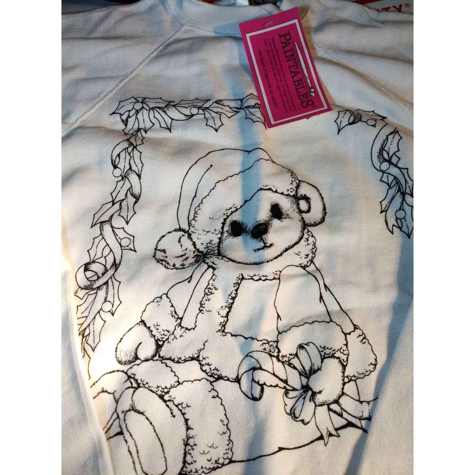 Tultex Tultex XL Sweatshirt 50/50 Paintables Pullover White Xmas themed Men Shirt Pullover Sweatshirt XL White 44" Chest Mens Size US XL / EU 56 / 4 - 2 Thumbnail