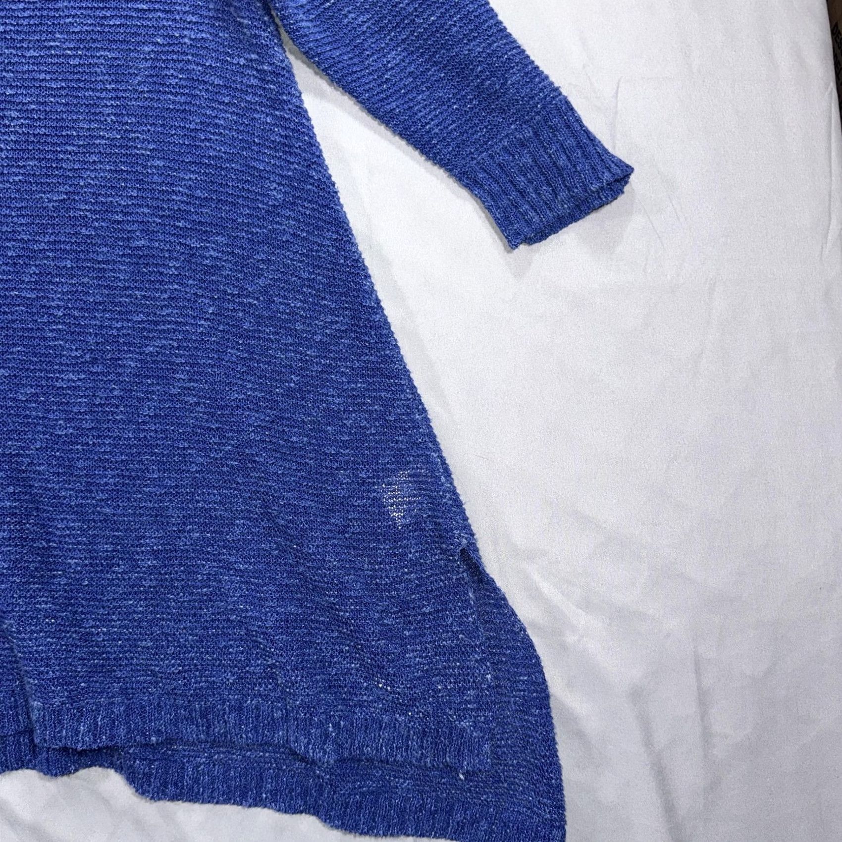 Eileen Fisher VINTAGE Eileen Fisher Sweater Womens Small Blue Knit Tunic V Neck 3/4 Sleeve High Low Size S / US 4 / IT 40 - 4 Thumbnail