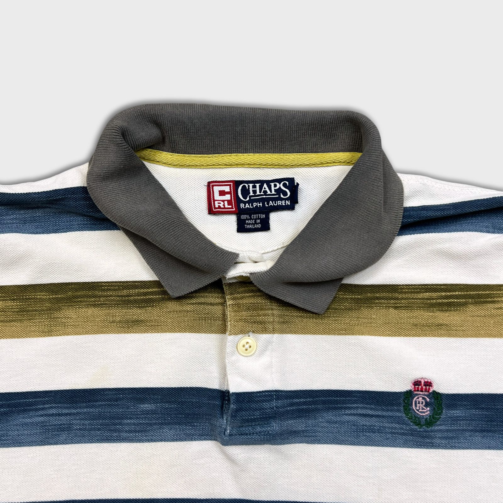 Polo Ralph Lauren × Vintage VTG 90s Chaps Ralph Lauren Polo Shirt Medium Crest Striped Size US M / EU 48-50 / 2 - 2 Thumbnail