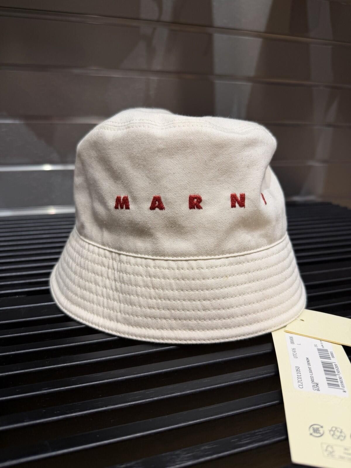The Unbranded Brand MARNI Organic Gabardine Embroidered Logo Bucket Hat (L) Size ONE SIZE - 3 Thumbnail