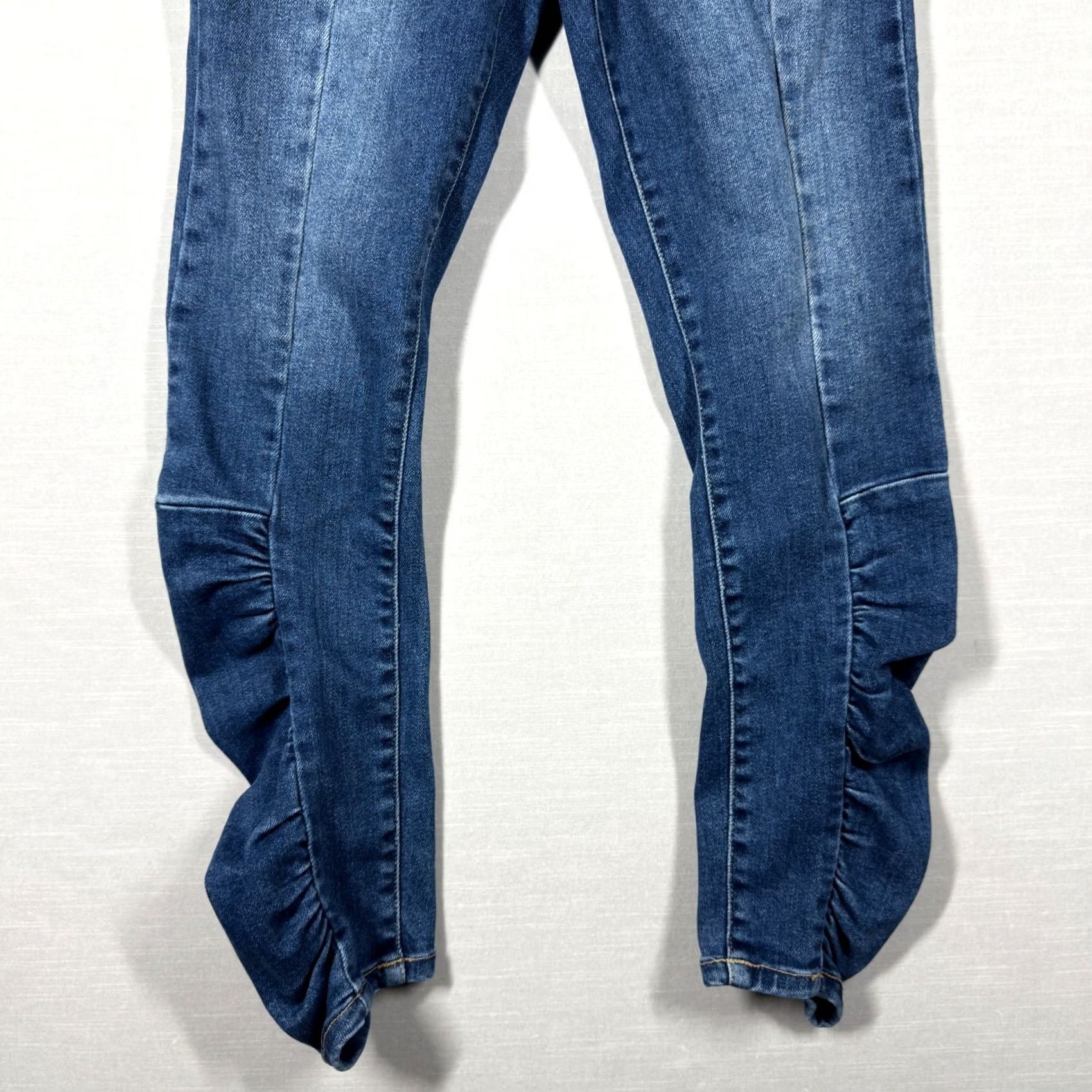 Denime Cello Jeans Womens 5 Blue Denim Ruched Bottom Statement Boho Medium Wash Jeans Size 27" / US 4 / IT 40 - 4 Thumbnail