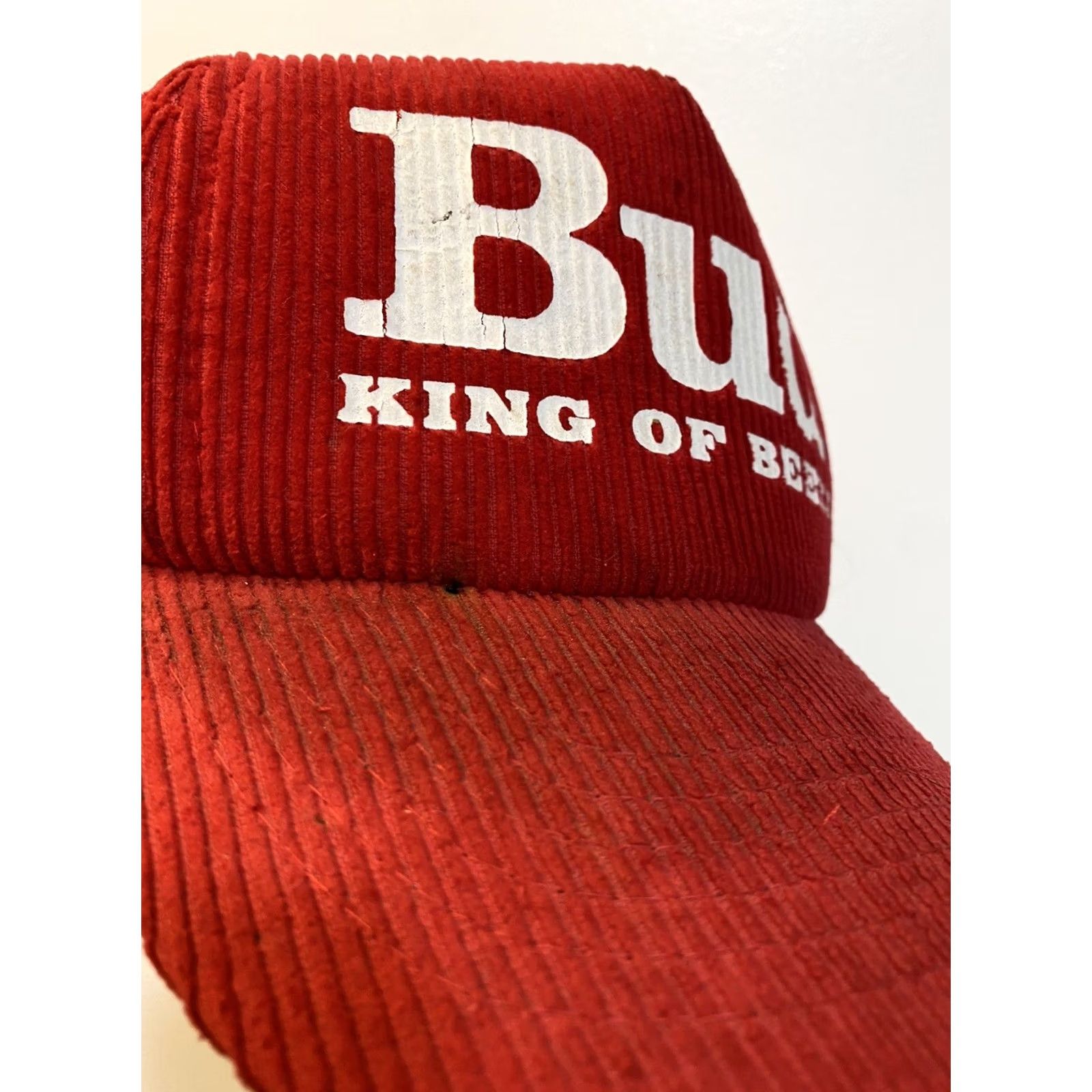 Vintage VINTAGE BUDWEISER TRUCKER HAT SNAP BACK CORDUROY RED & WHITE BUD KING OF BEERS MEN Adjustable Hat Size ONE SIZE - 2 Thumbnail