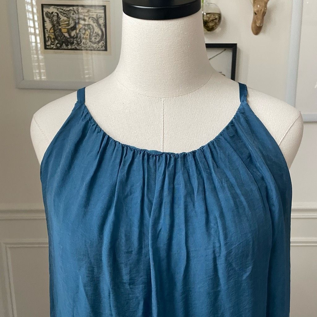 Other Gigi Moda Italy Venus Silk Maxi Dress Teal Blue M L $115 OSFM Size M / US 6-8 / IT 42-44 - 3 Thumbnail