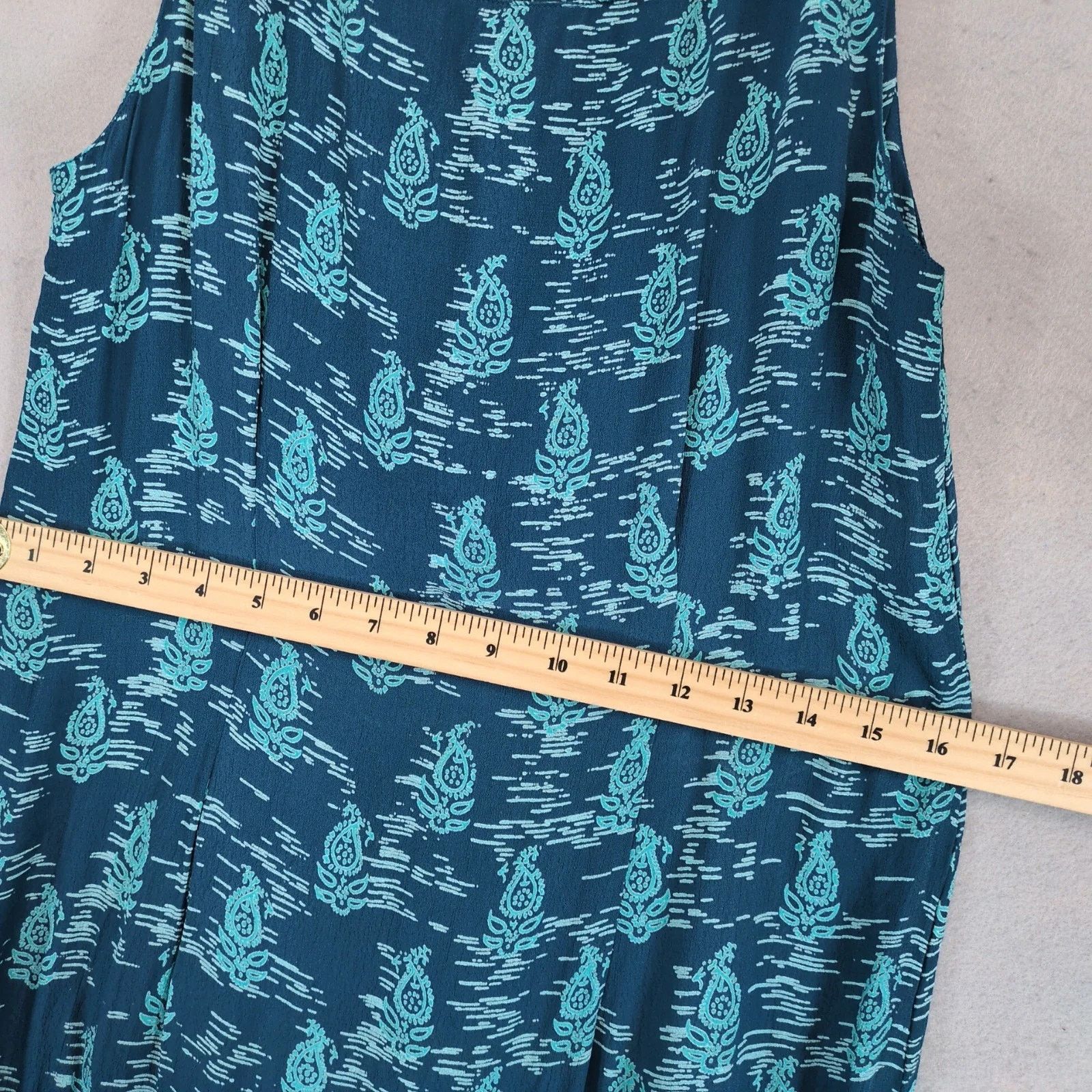 Vintage Kaliko Teal Print Chiffon Crepe Midi Dress, Beachy US 8 Size M / US 6-8 / IT 42-44 - 5 Thumbnail