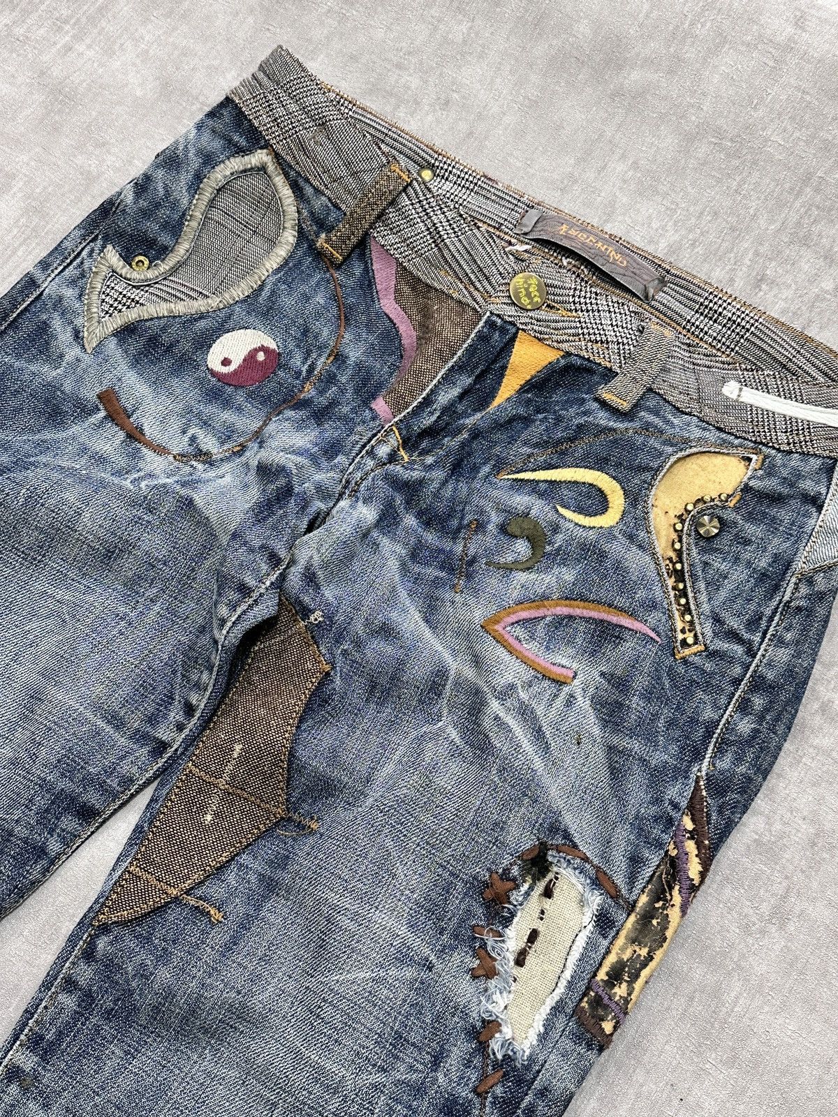 If Six Was Nine Y2K IfSixWasNine Opium LGB style Facchino Embroidered Jeans Size US 29 - 4 Thumbnail